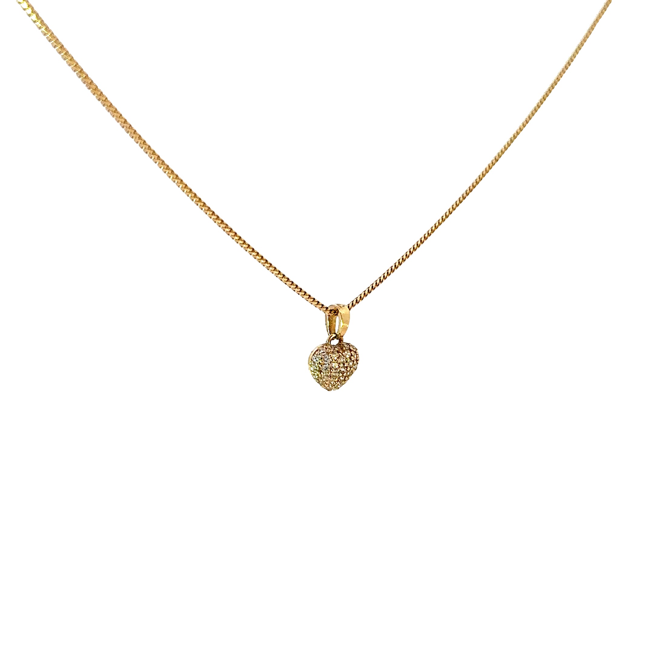 10k Gold Set - 1mm Solid Franco Chain + Heart Pendant