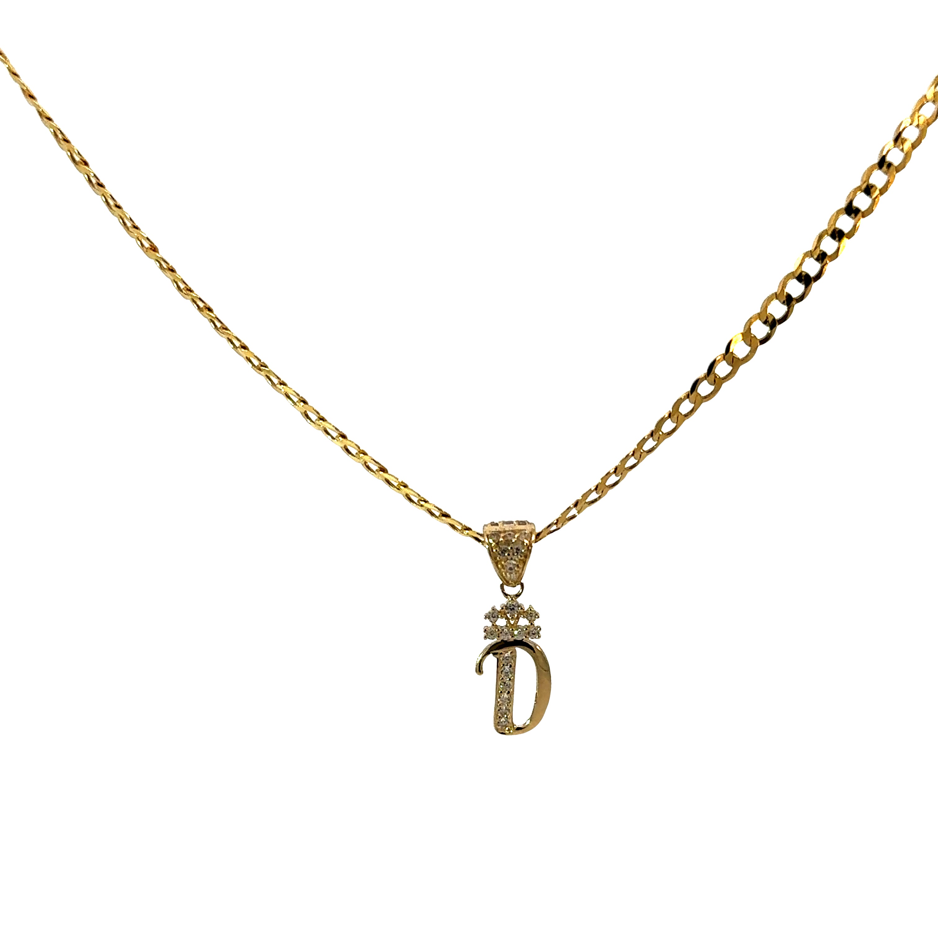 10k Gold Set - 3mm Solid Flat Cuban Chain + Initial