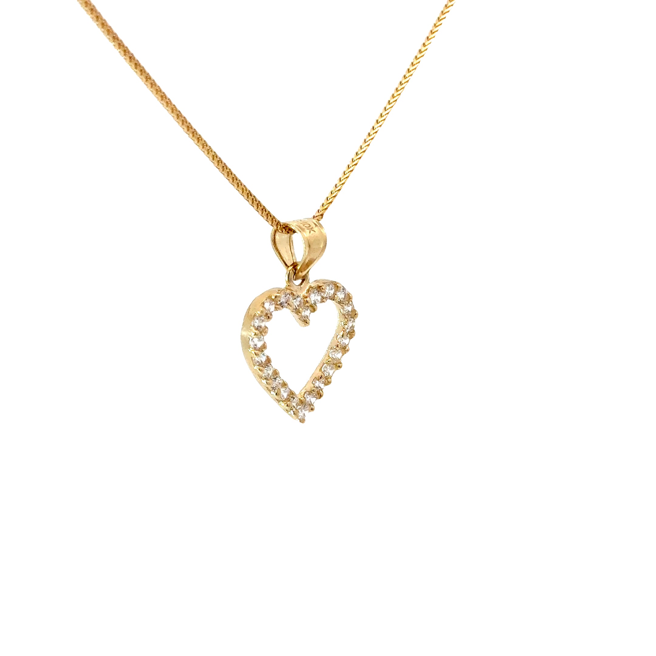 10k Gold Set: 1mm Solid Franco + Heart