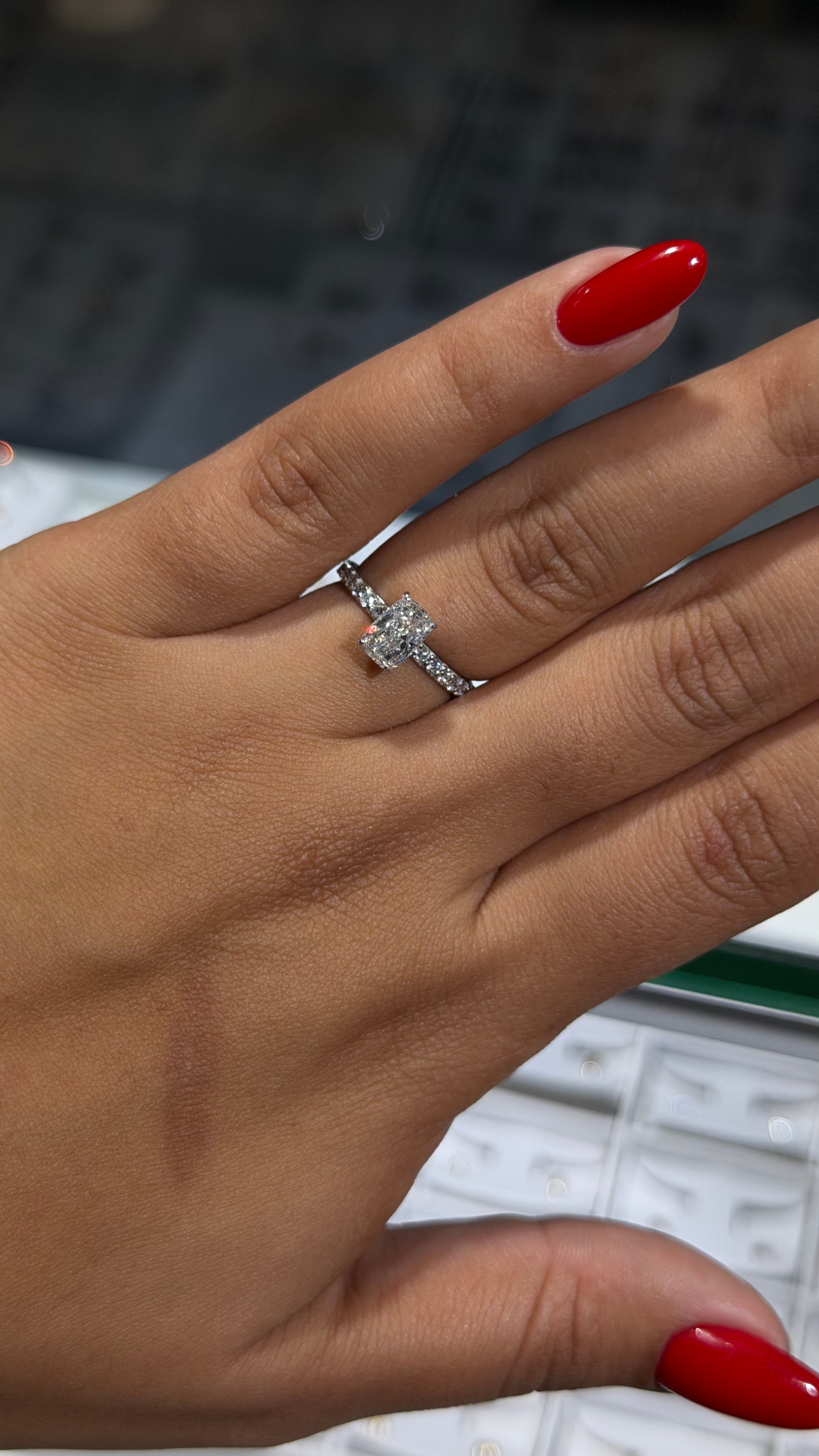 1.48 CT Radiant Cut Lab Grown Diamond Engagement Ring | D Color | 14K Gold