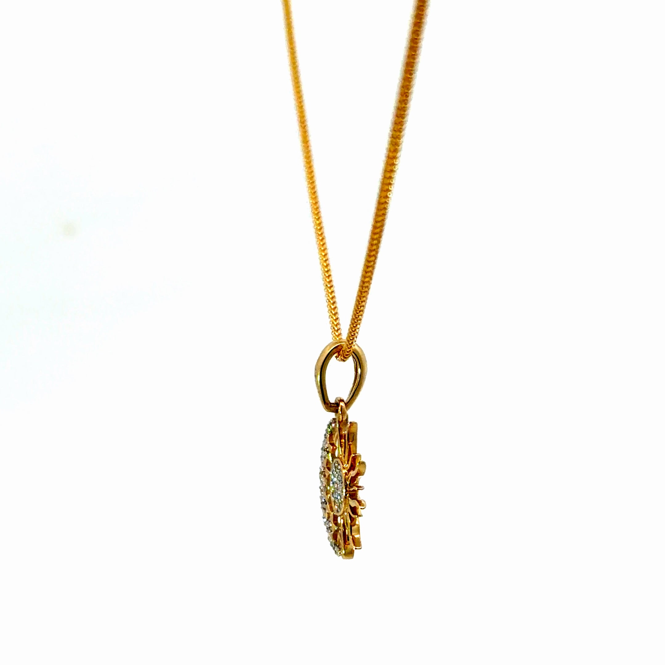 10k Gold & Diamonds Set - 1mm Solid Franco Chain + Pendant