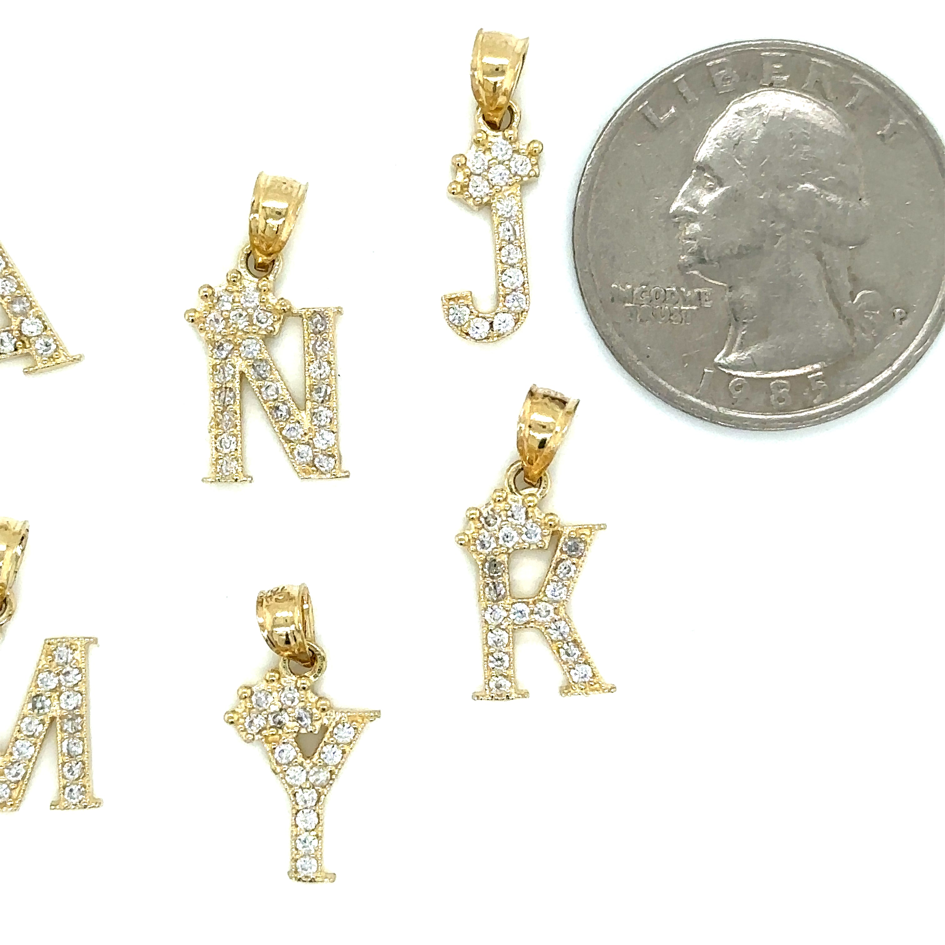 10k Gold - Thin Crown Cz Initials