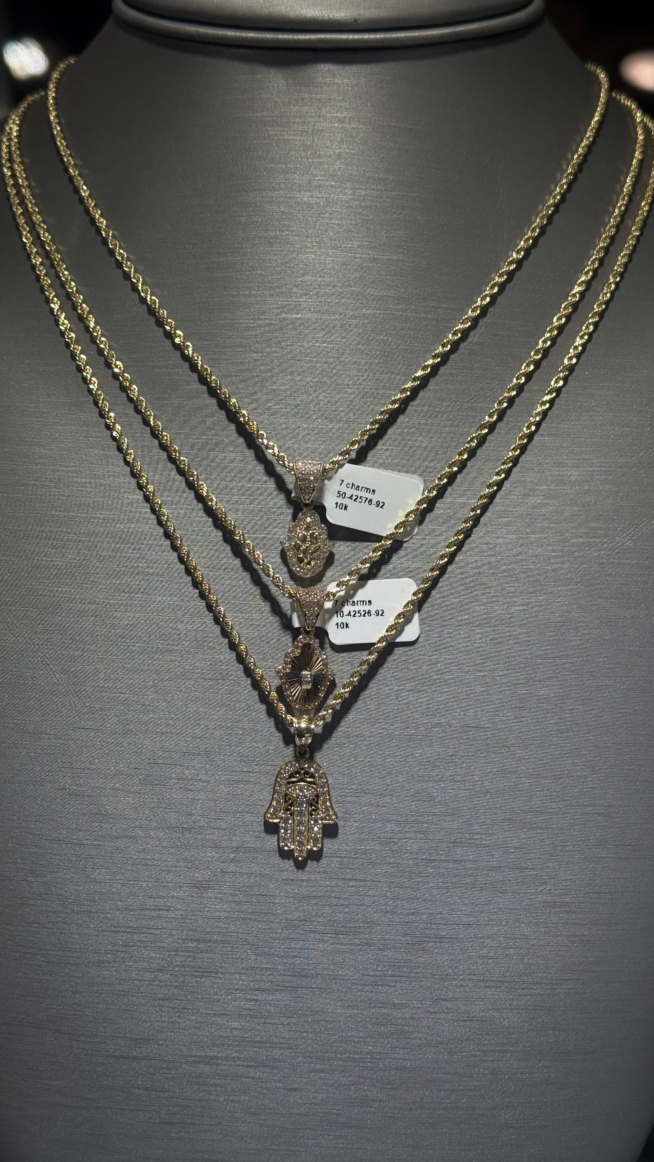 10k Gold Set - 2mm Rope Chain + Pendant