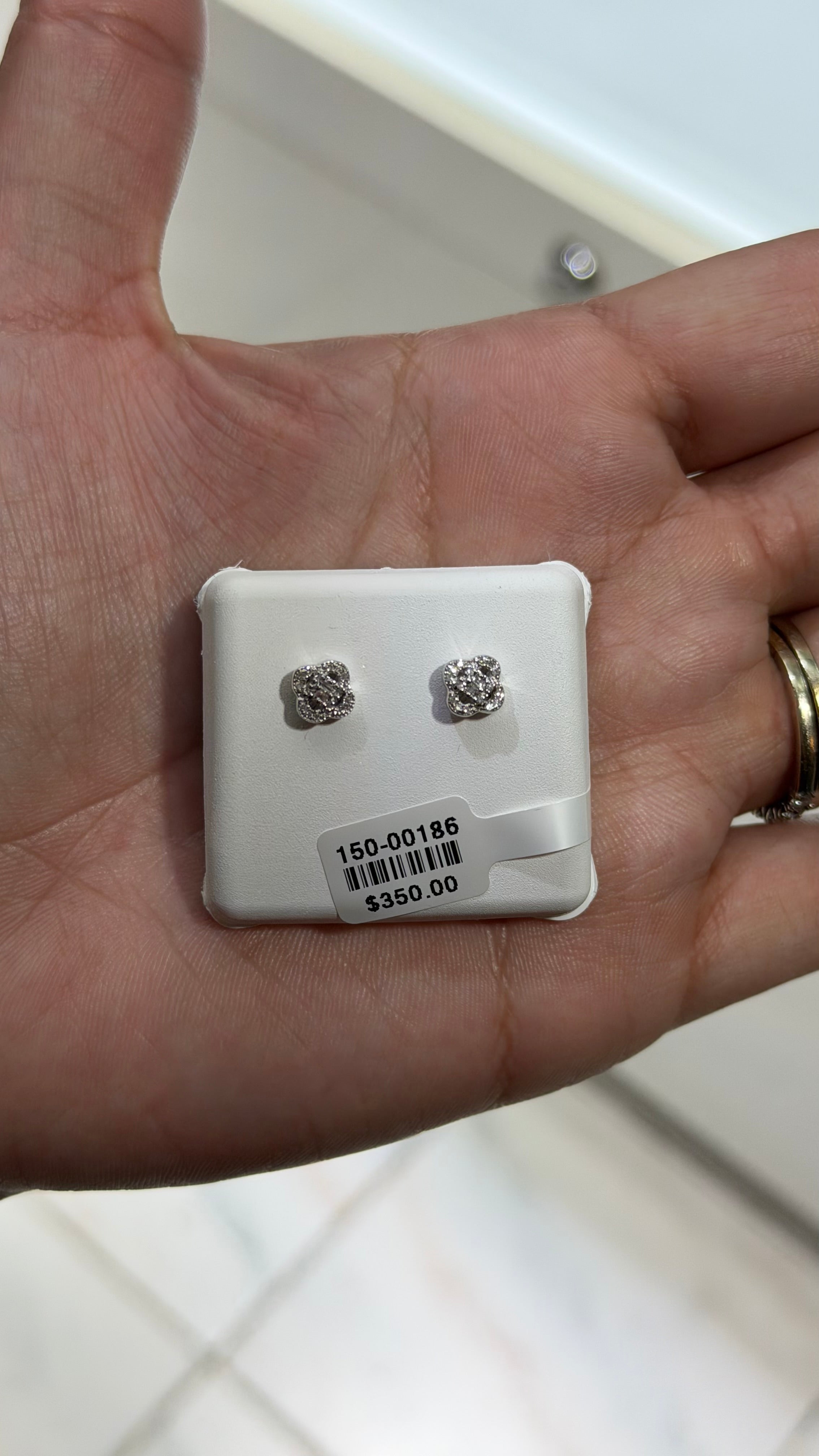 10k White Gold & Diamond Studs