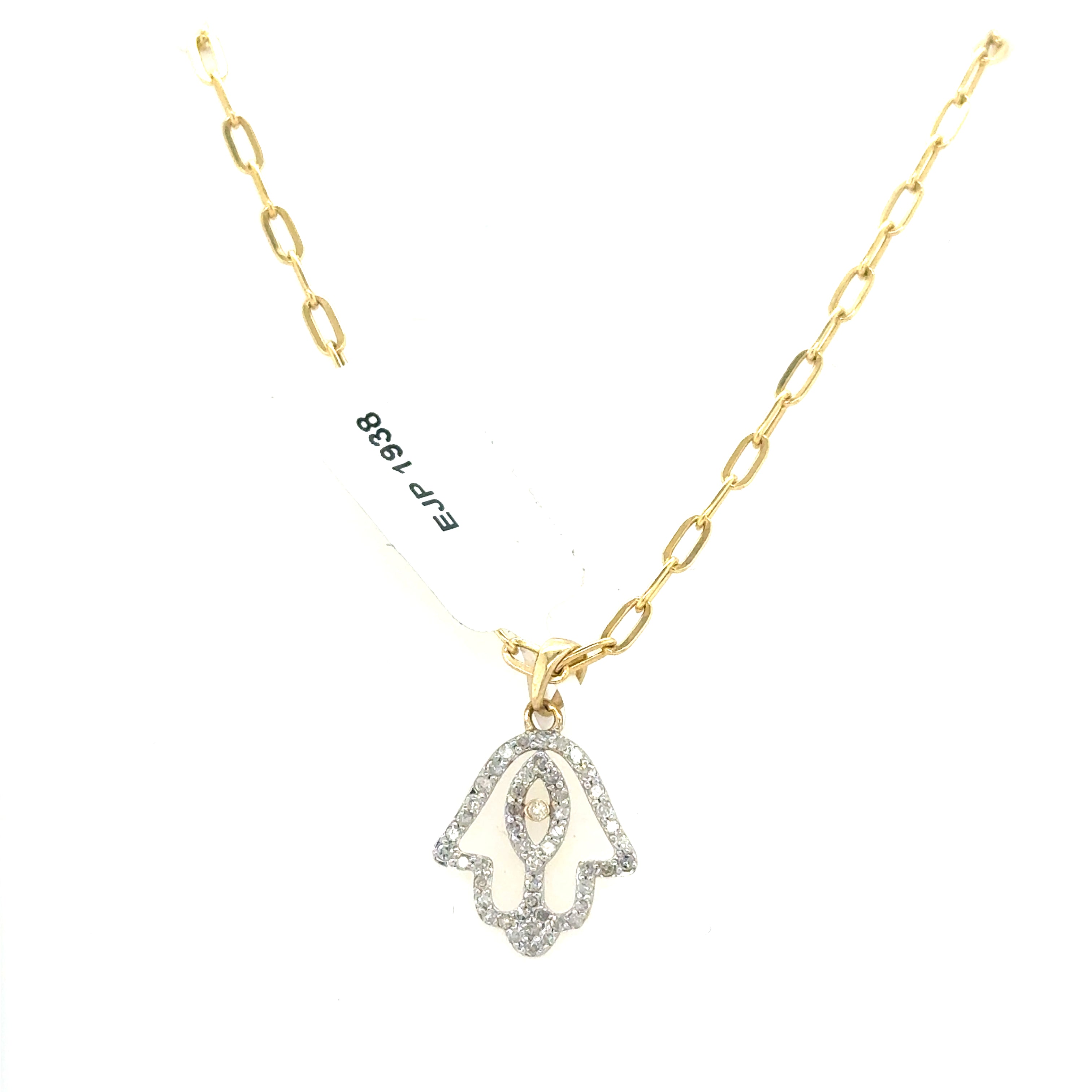 Gold Set - 2mm Paperclip Chain + Diamond Pendant