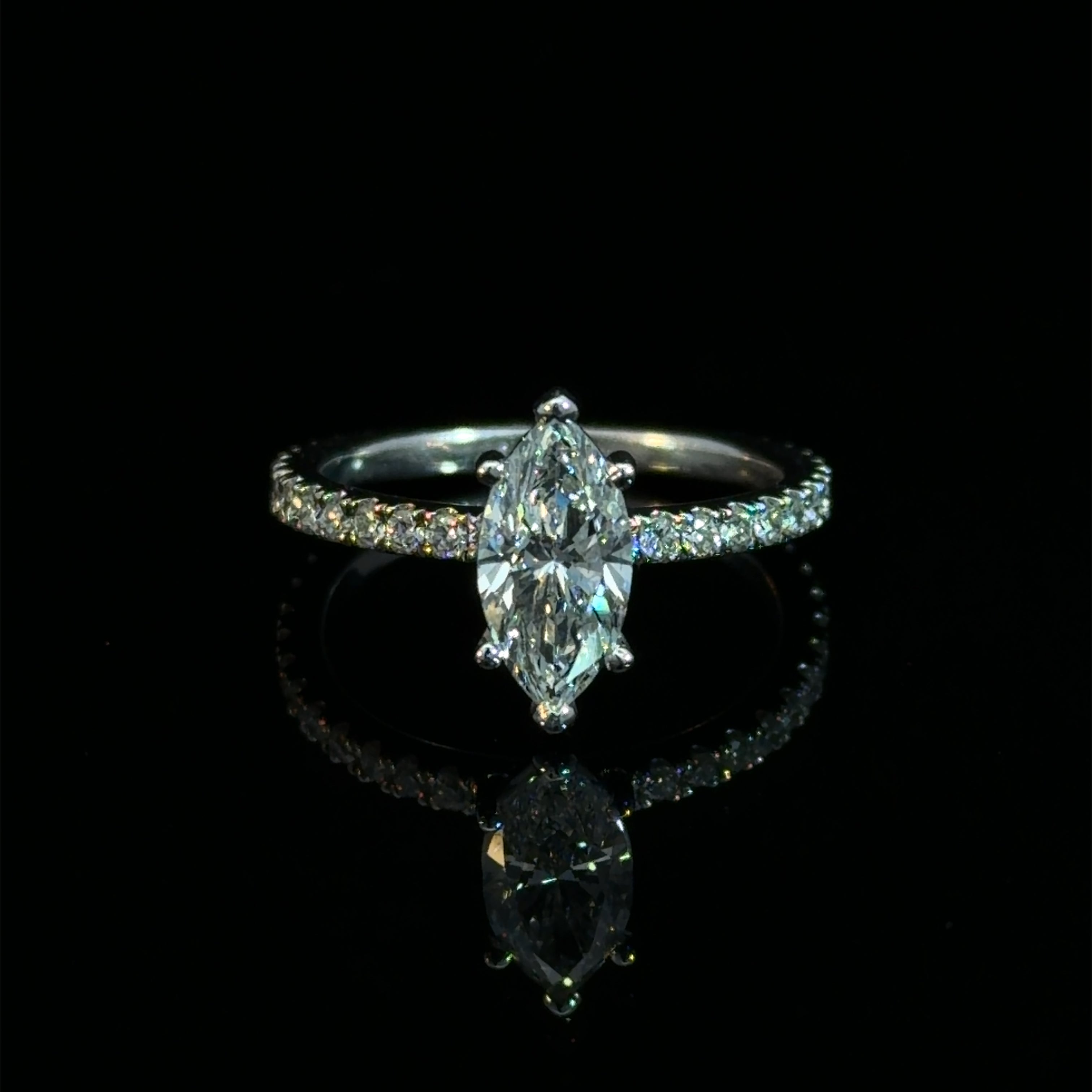 1.07 CT Marquise Cut Lab Grown Diamond Engagement Ring | E/VS2 | 14K Gold