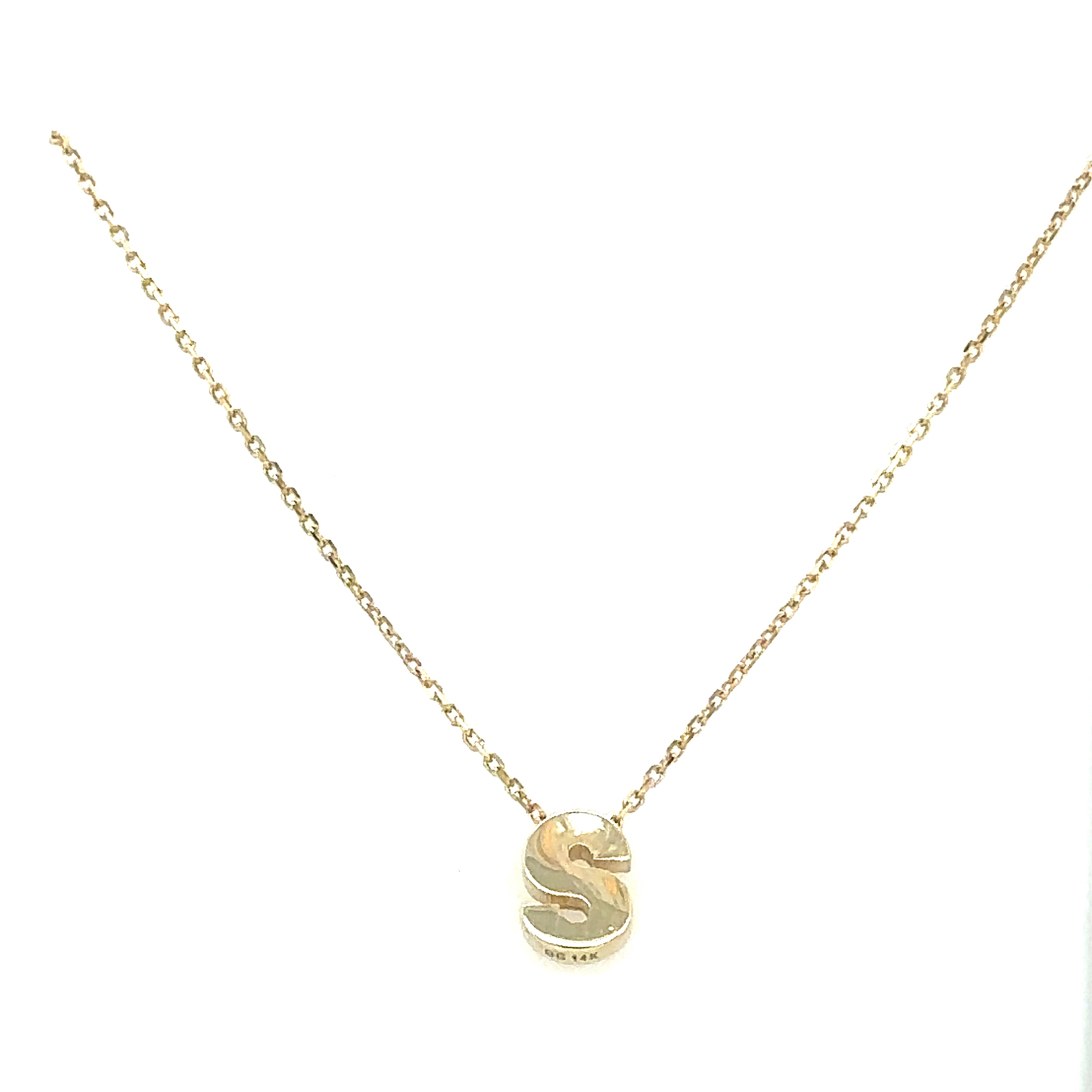 14k Gold - Block Initial Necklace