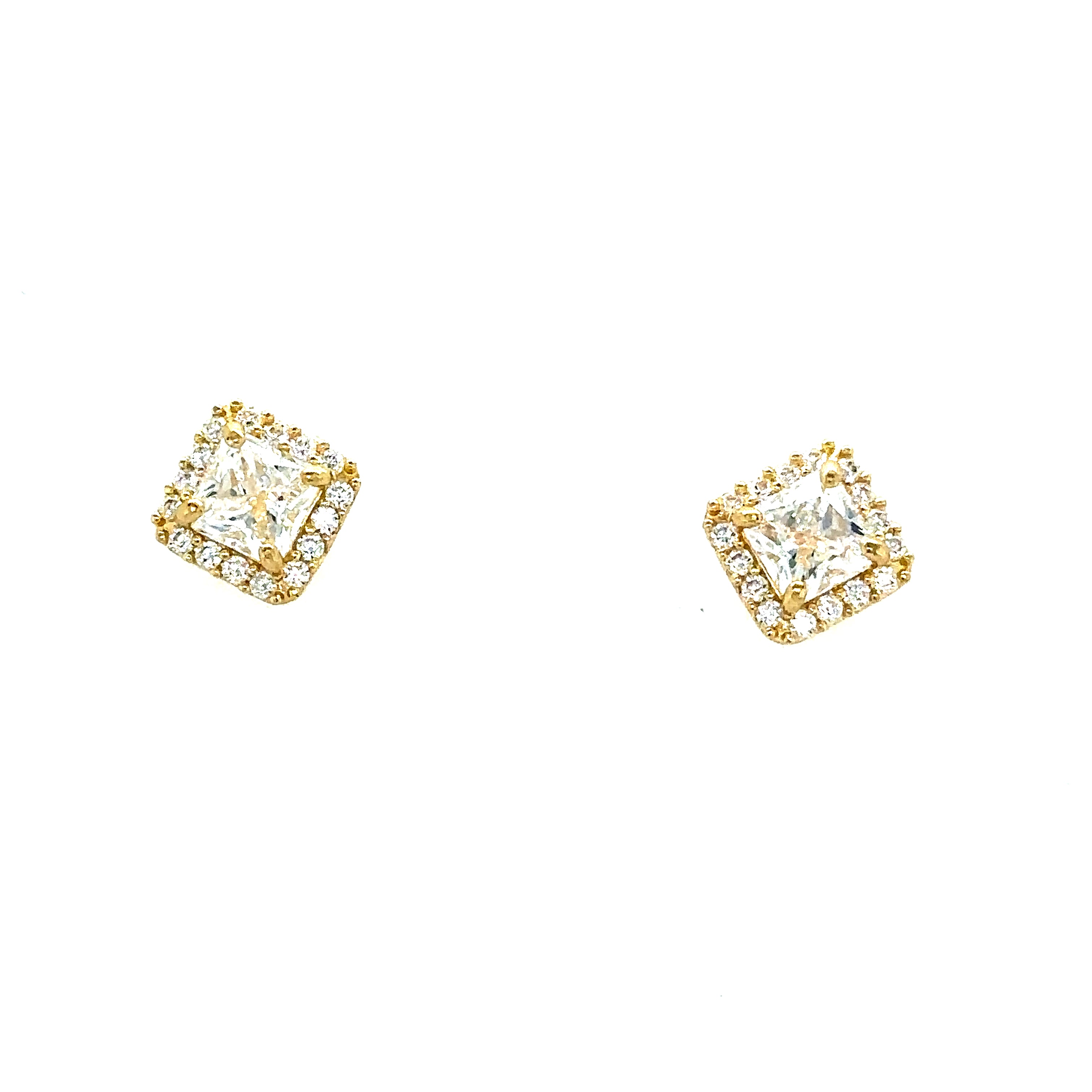 14k Gold - Square CZ Studs