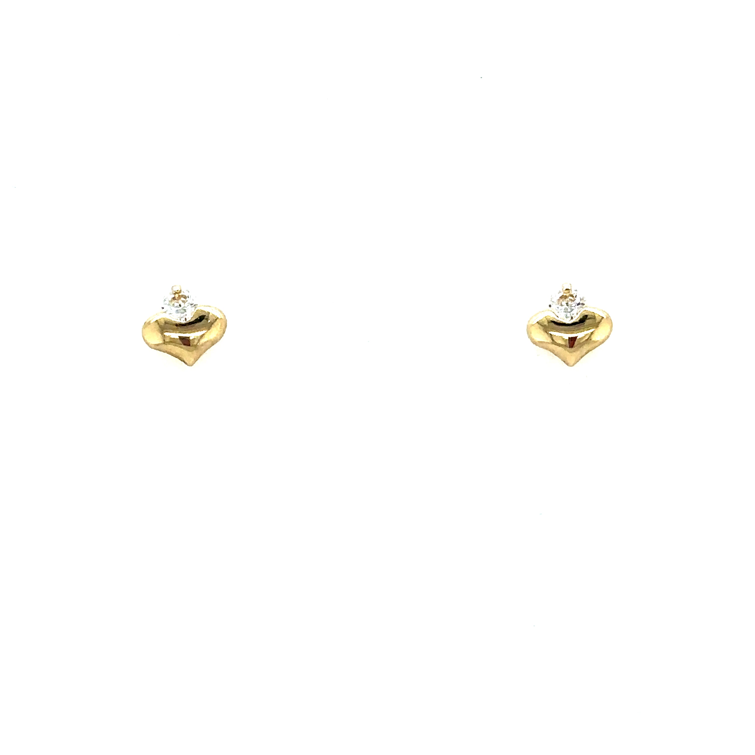 14k Gold - Tiny Sparkling Heart Studs