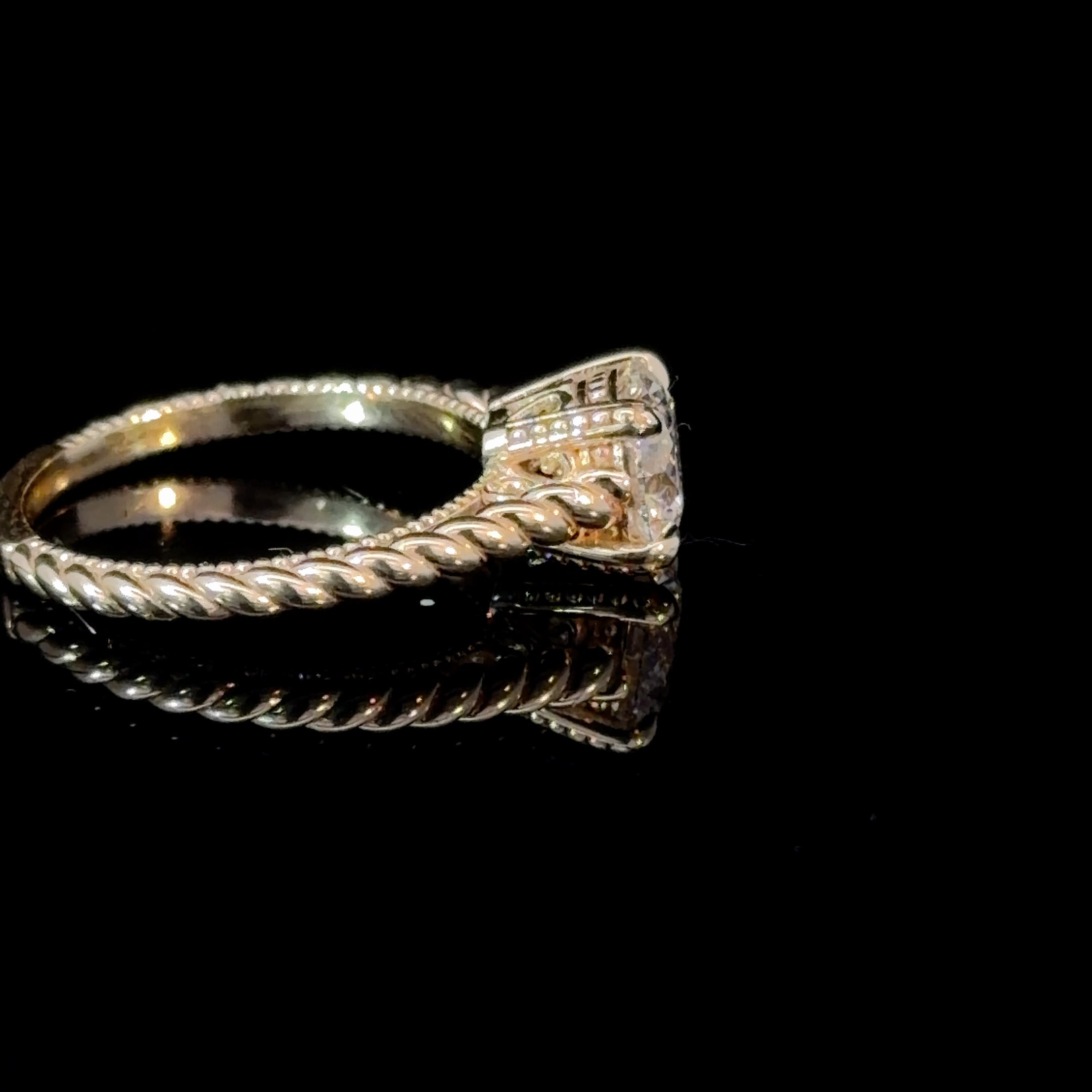 Twisted Rope Solitaire Engagement Ring — 14K Yellow Gold Lab Grown Diamond