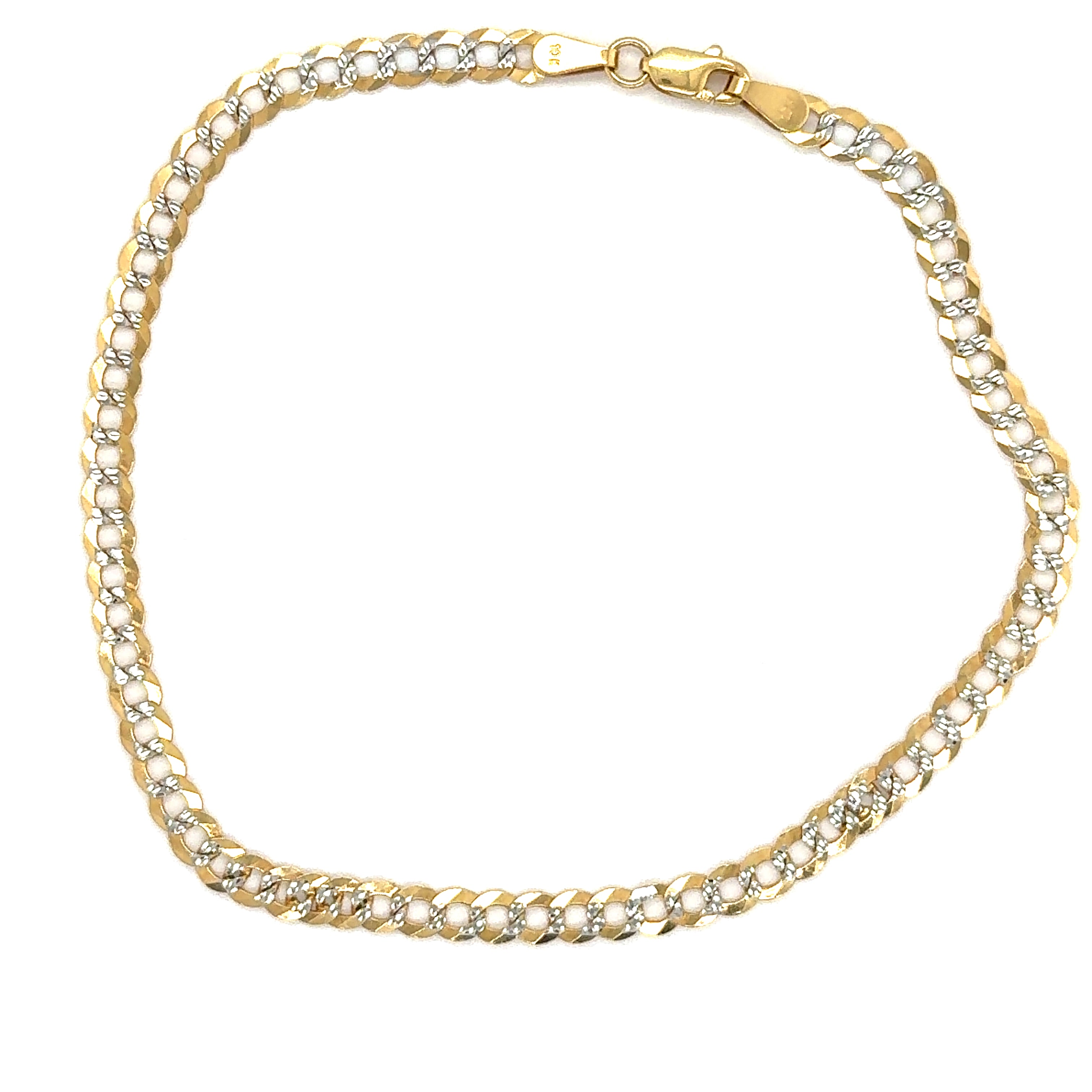 10k Solid Gold - 3.5mm 2-Tone Curb Link Bracelet