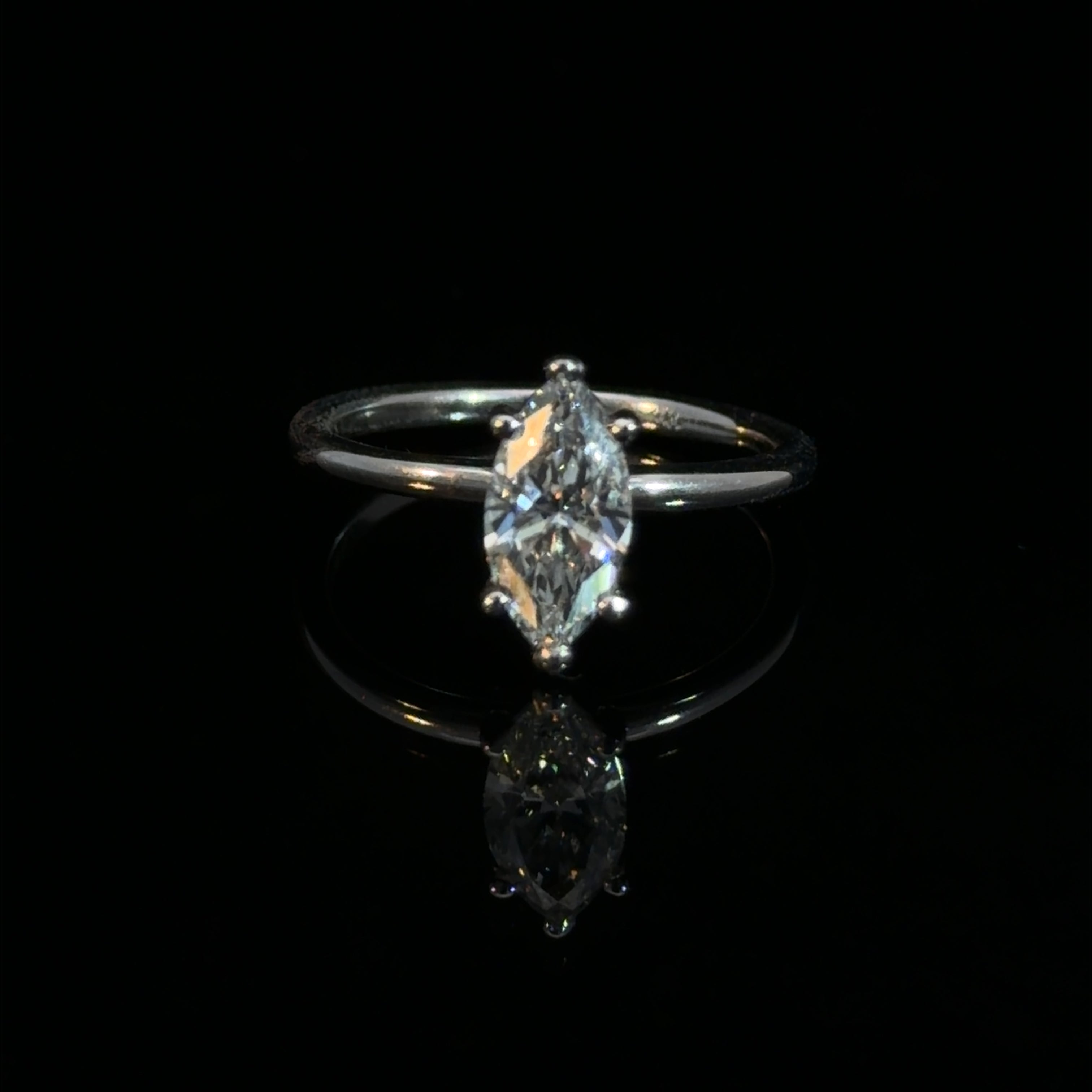 1.05ct Marquise Cut Lab Diamond Basket Solitaire Ring