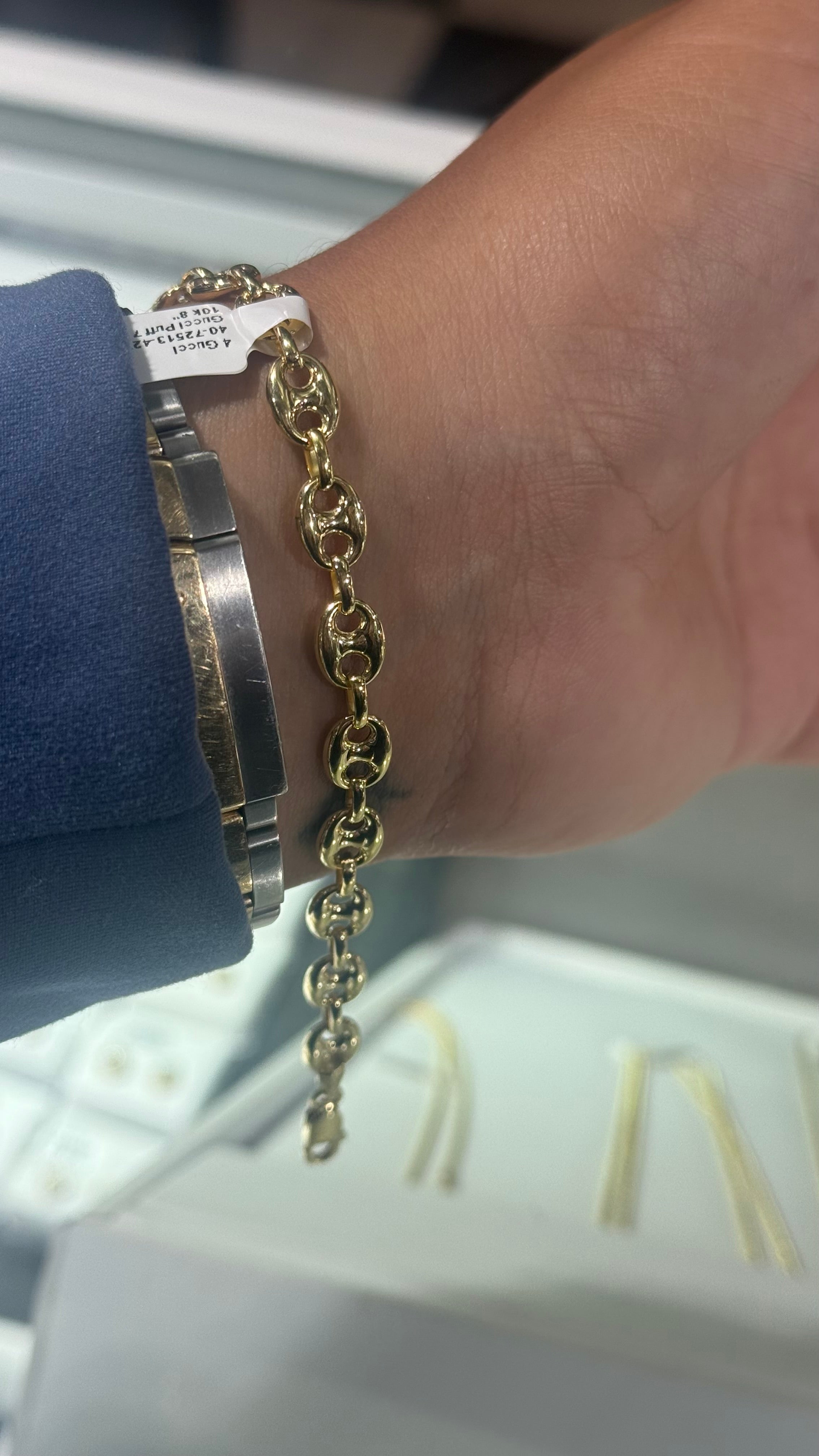 10k Gold - 6mm Puff Mariner Bracelet