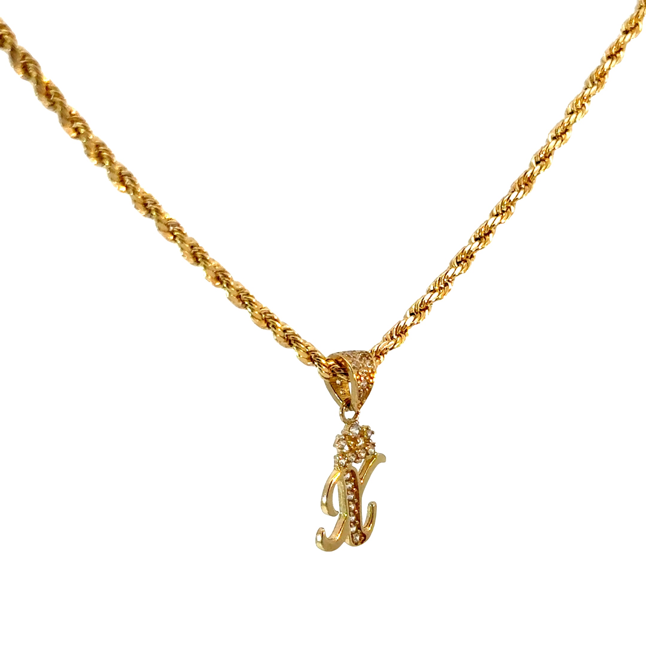 10k Gold Set - 2.3mm Rope Chain + Initial