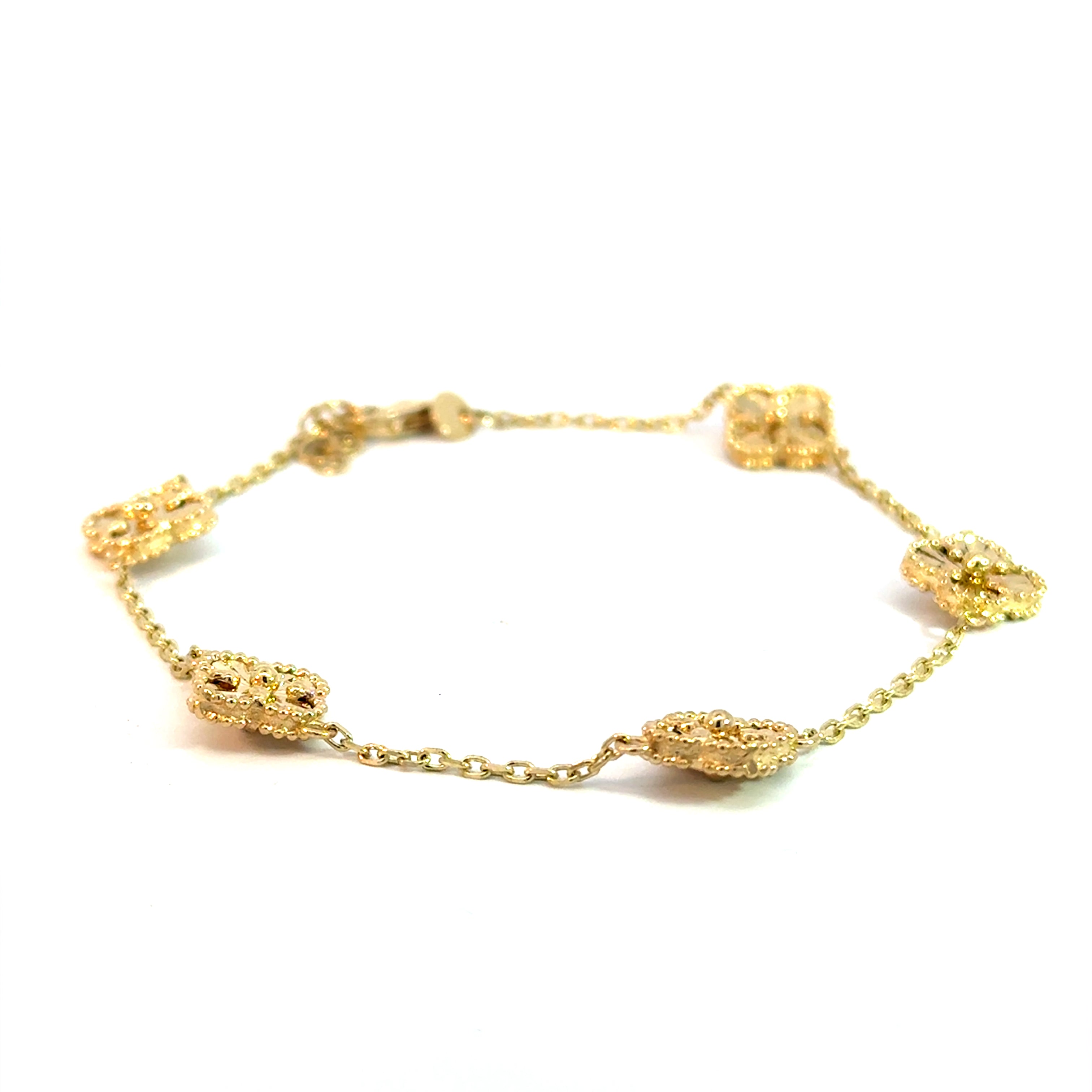 14k Gold - Medium Gold Clover Bracelet