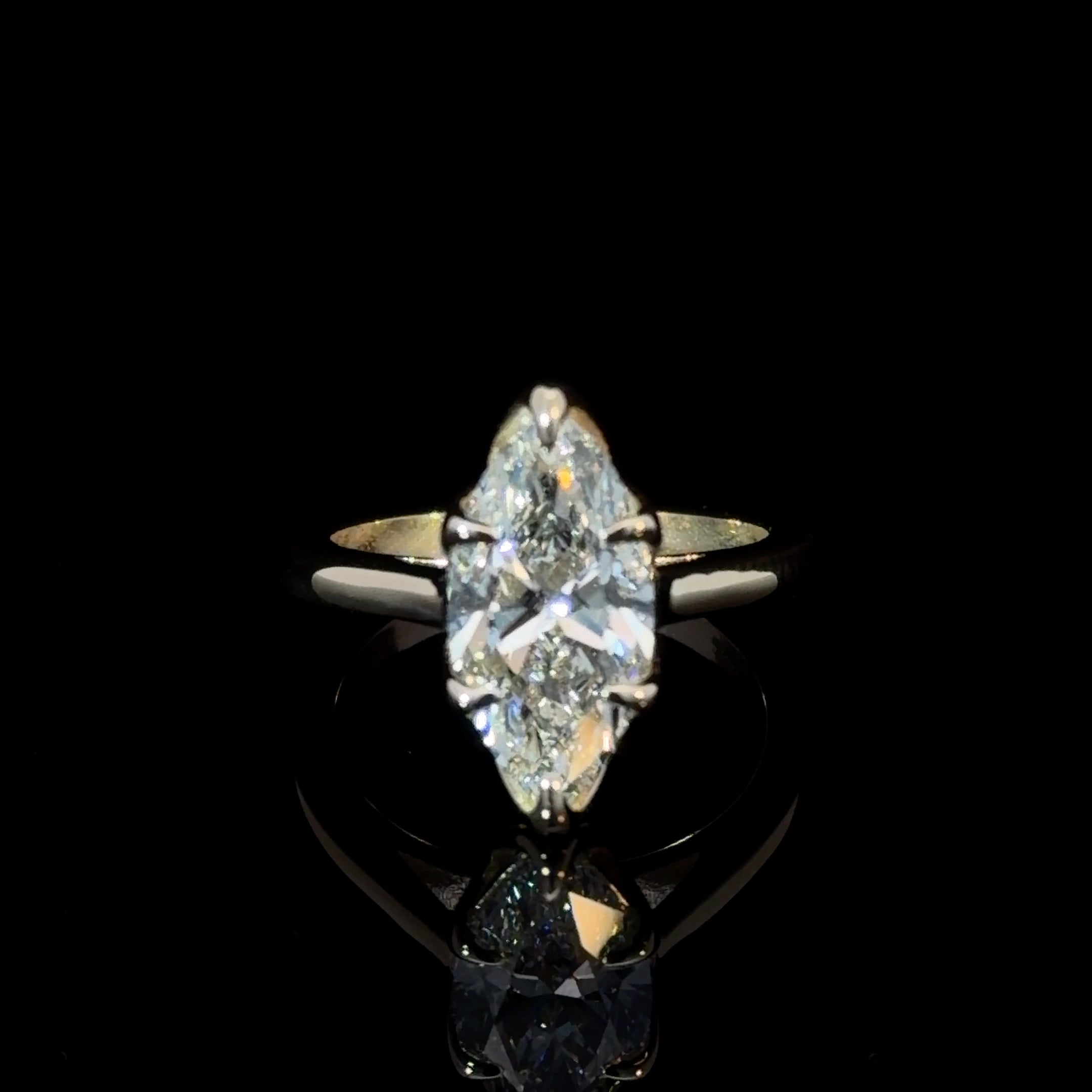 Marquise Cut Lab Grown Diamond Solitaire Engagement Ring | Double Claw Prongs | 14K White Gold