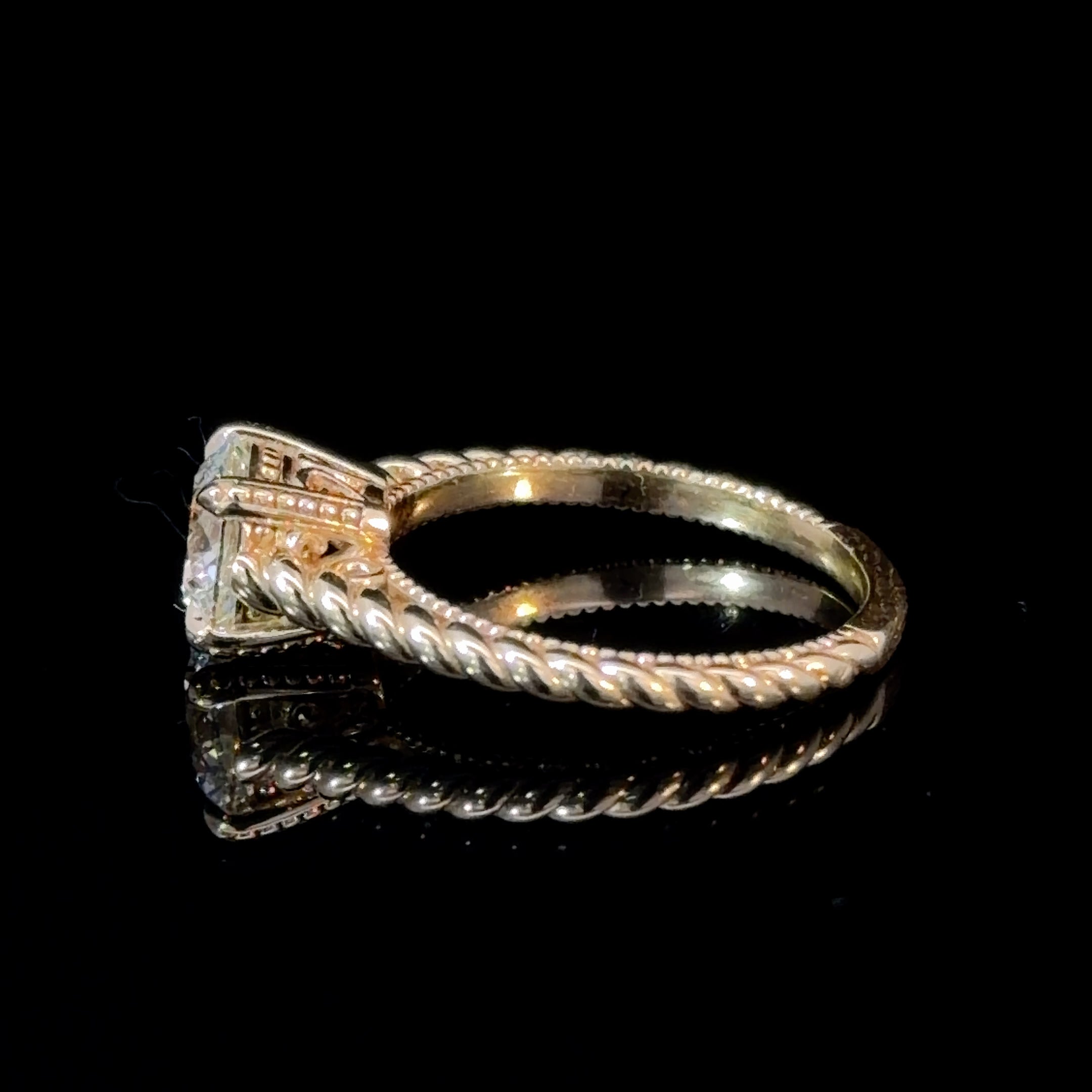 Twisted Rope Solitaire Engagement Ring — 14K Yellow Gold Lab Grown Diamond