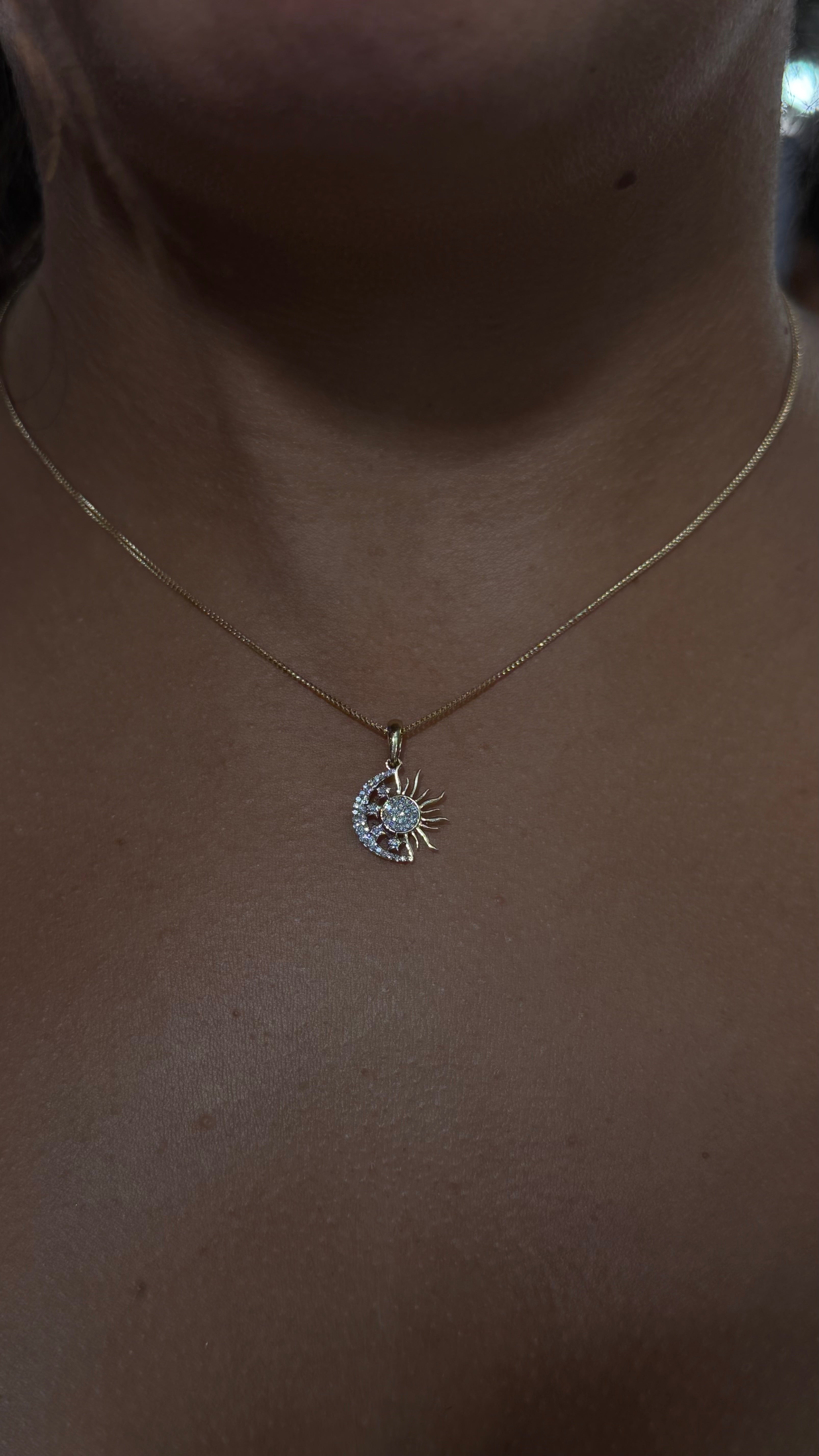 10k Gold & Diamonds Set - 1mm Solid Franco Chain + Pendant