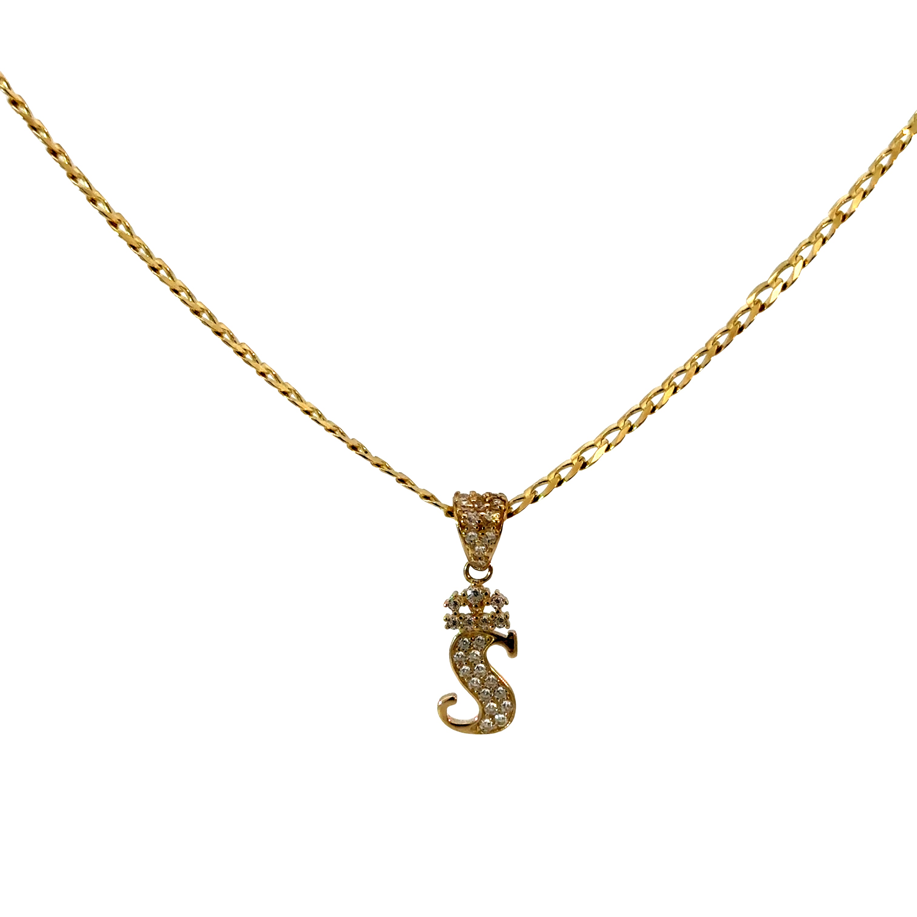 10k Gold Set - 3mm Solid Flat Cuban Chain + Initial