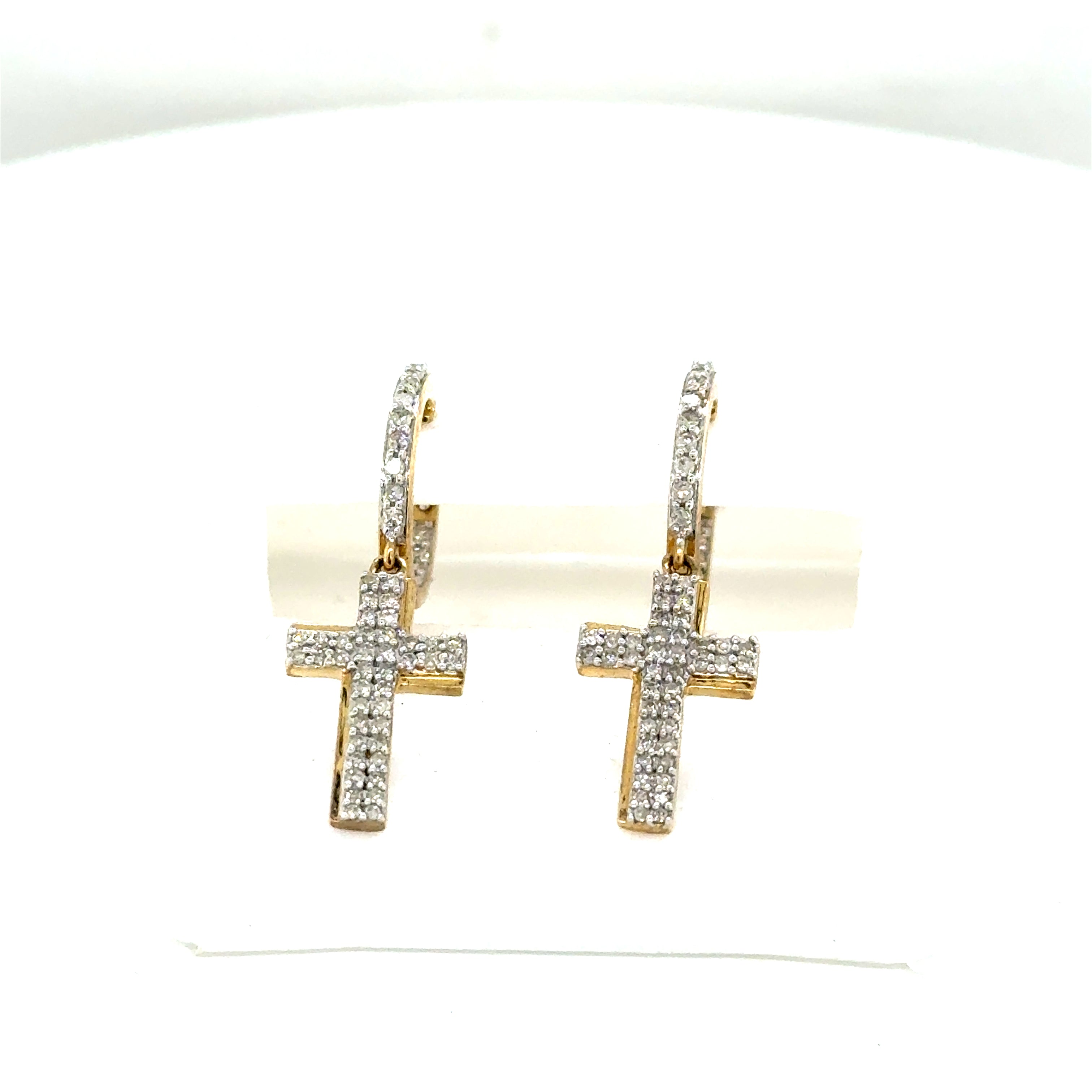 14k Gold- Cross Diamond Huggies