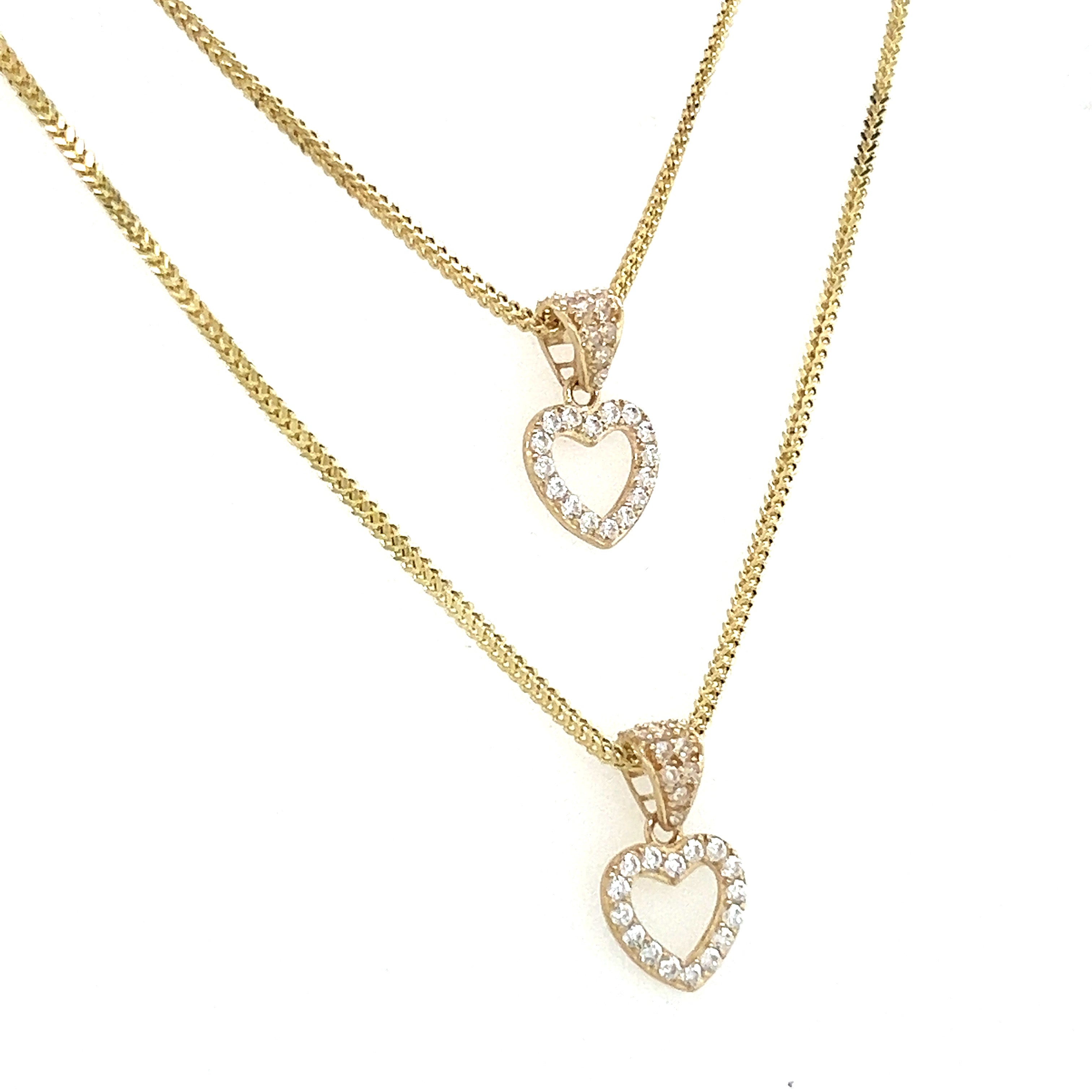 10k Gold set: 1.5mm Franco + Heart