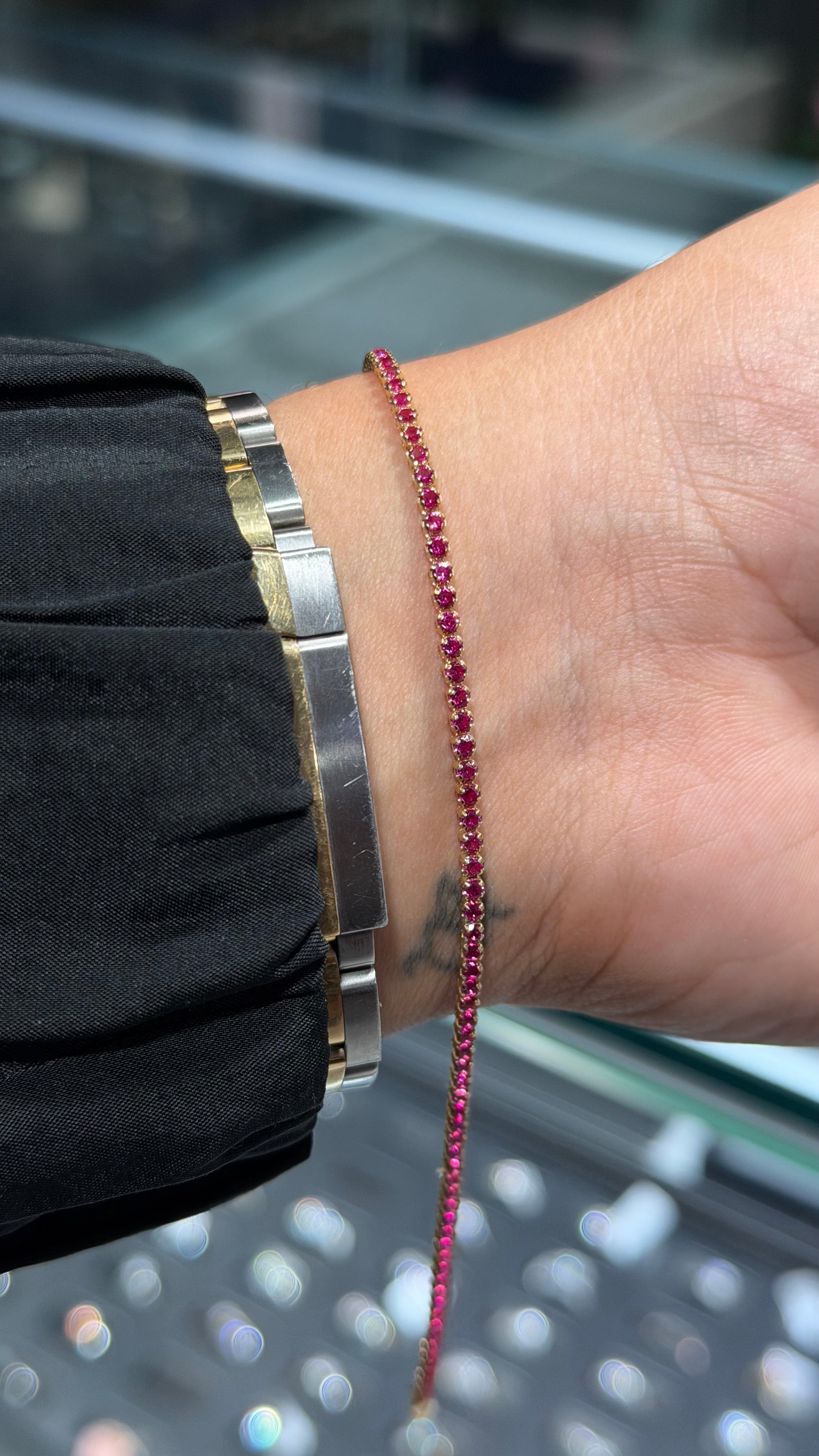 14k Gold - Fuchsia Tennis Bracelet