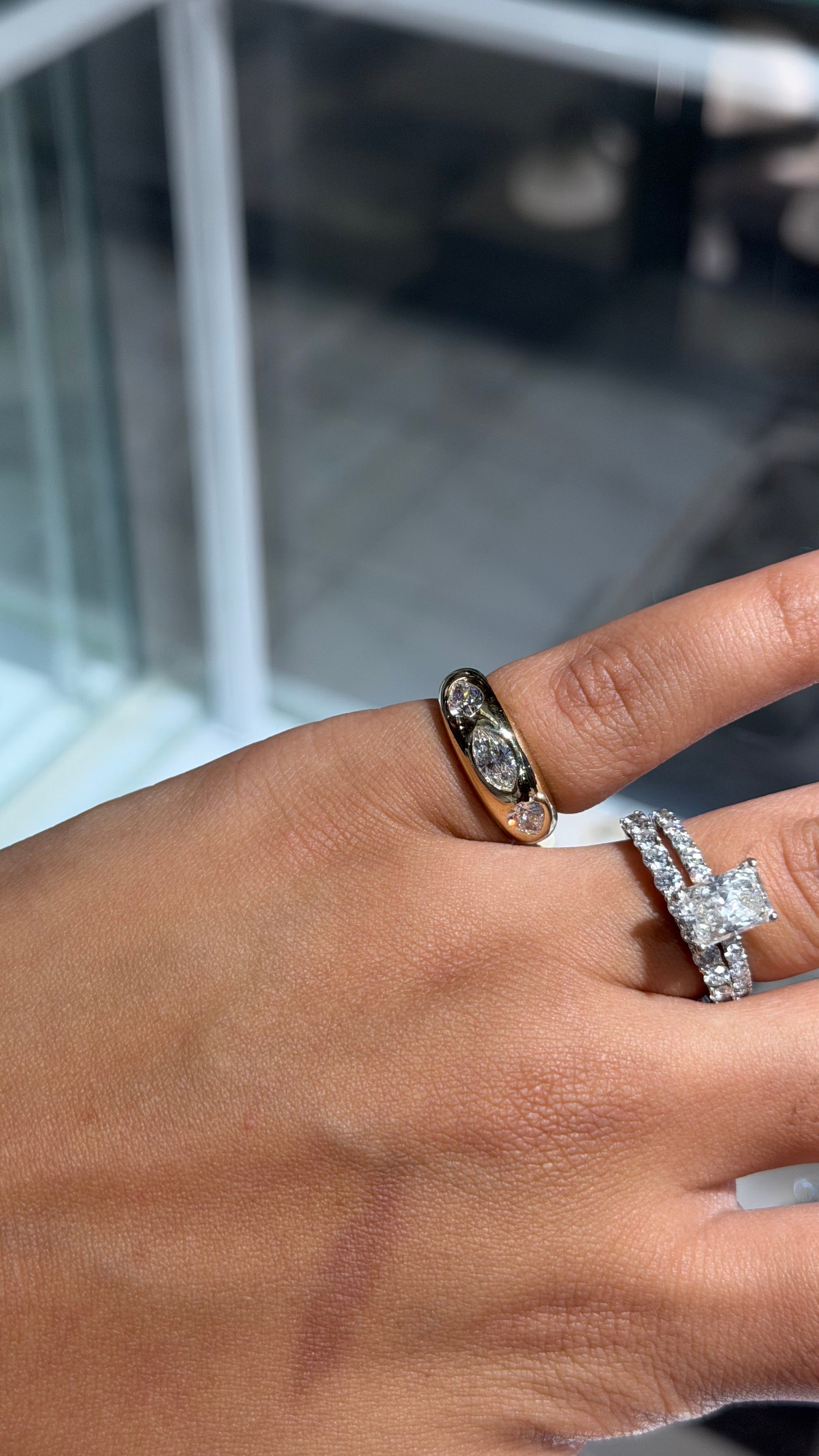 1.20cttw Marquise & Pear Cut Lab Diamond Dome Band
