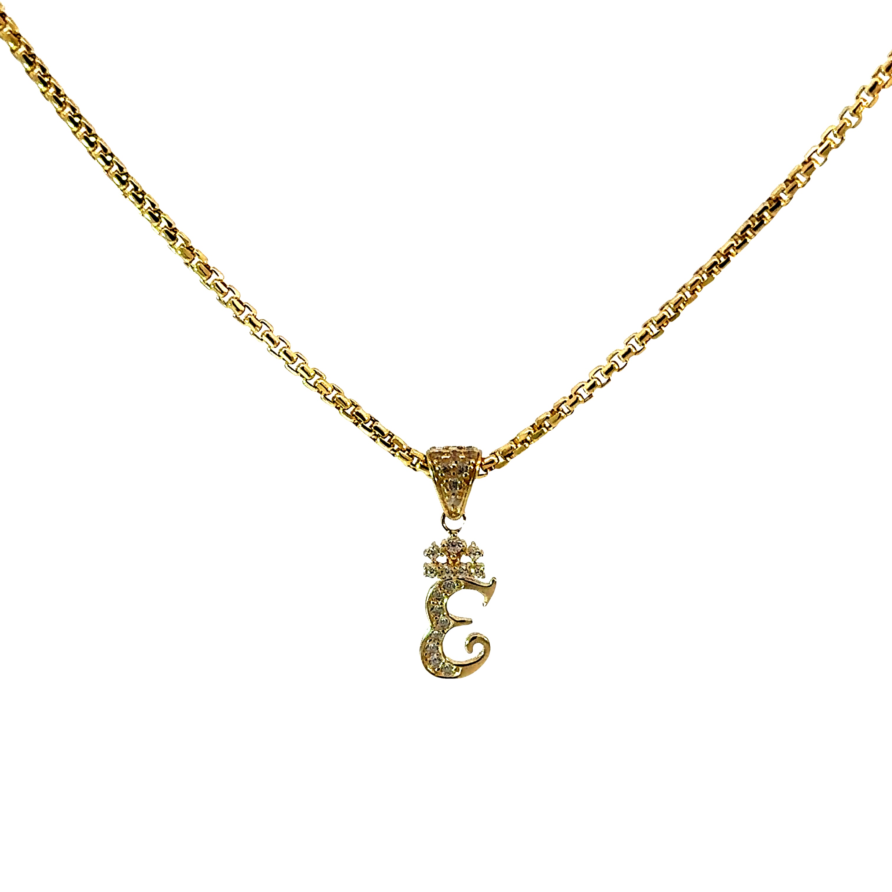 10k Gold Set - 1.8mm Round Box Chain + Initial