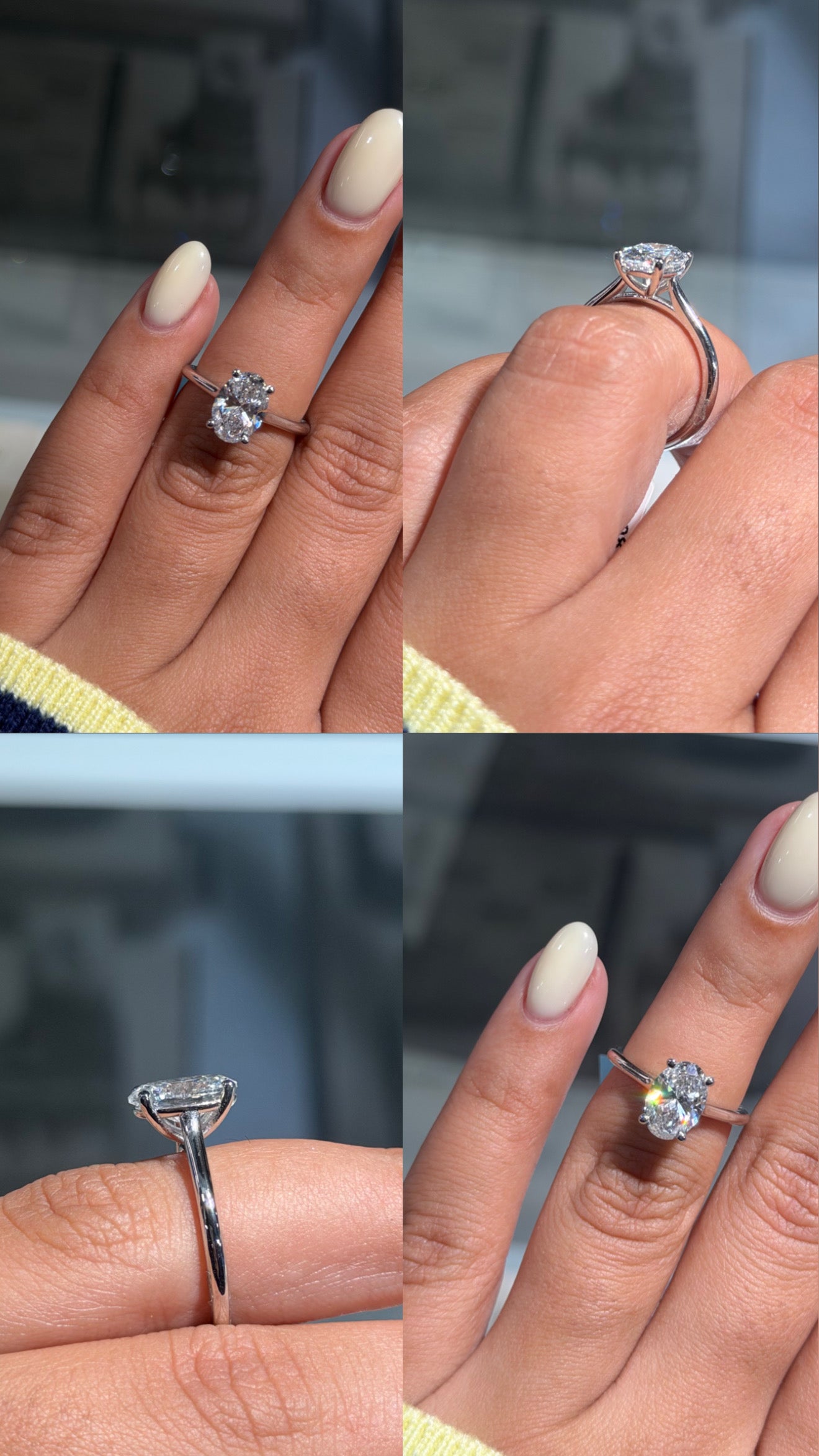 Oval Cut Lab Grown Diamond Engagement Ring - Cathedral Setting