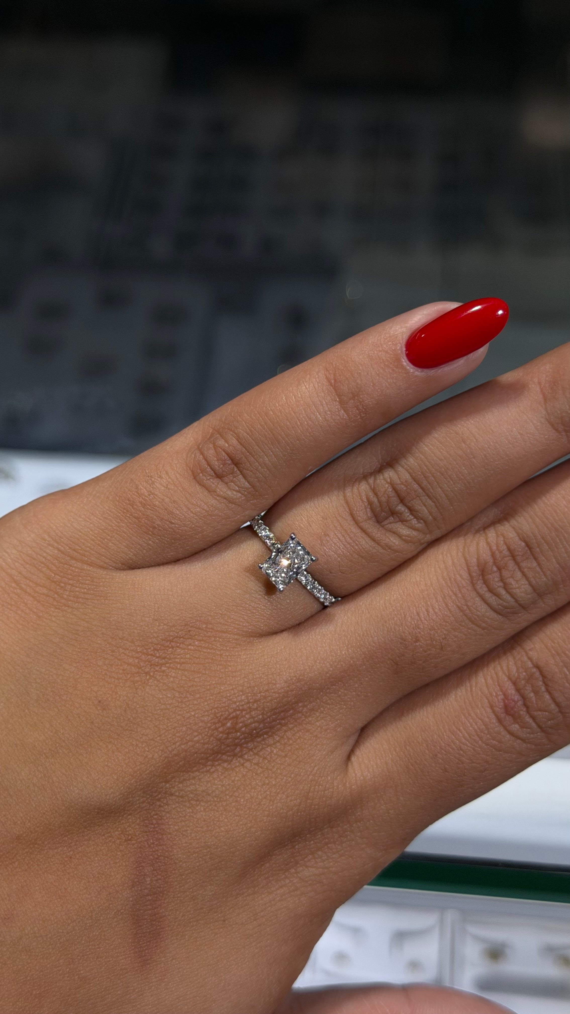 1.03 CT Radiant Cut Lab Grown Diamond Engagement Ring | E/VS2 | 14K Gold