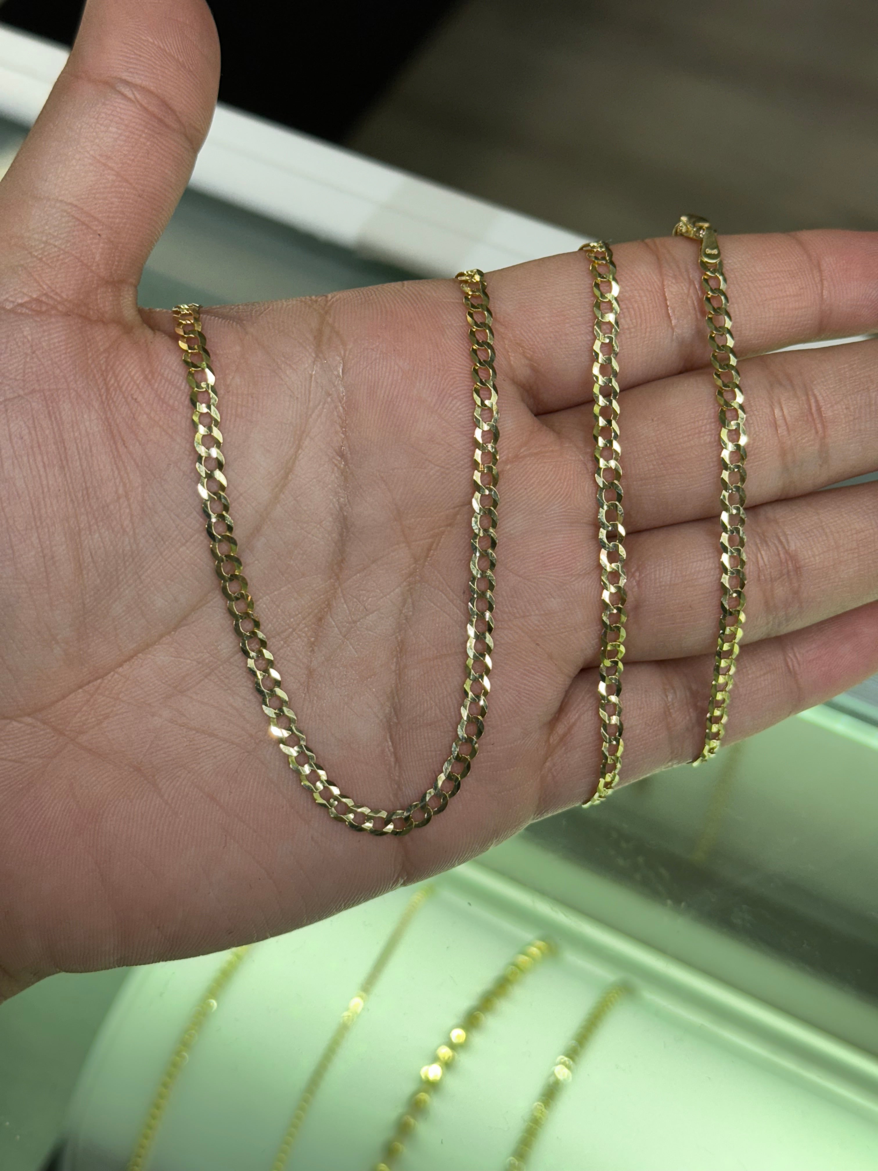 10k Solid Gold - 3.7mm Curb link Cuban Chain