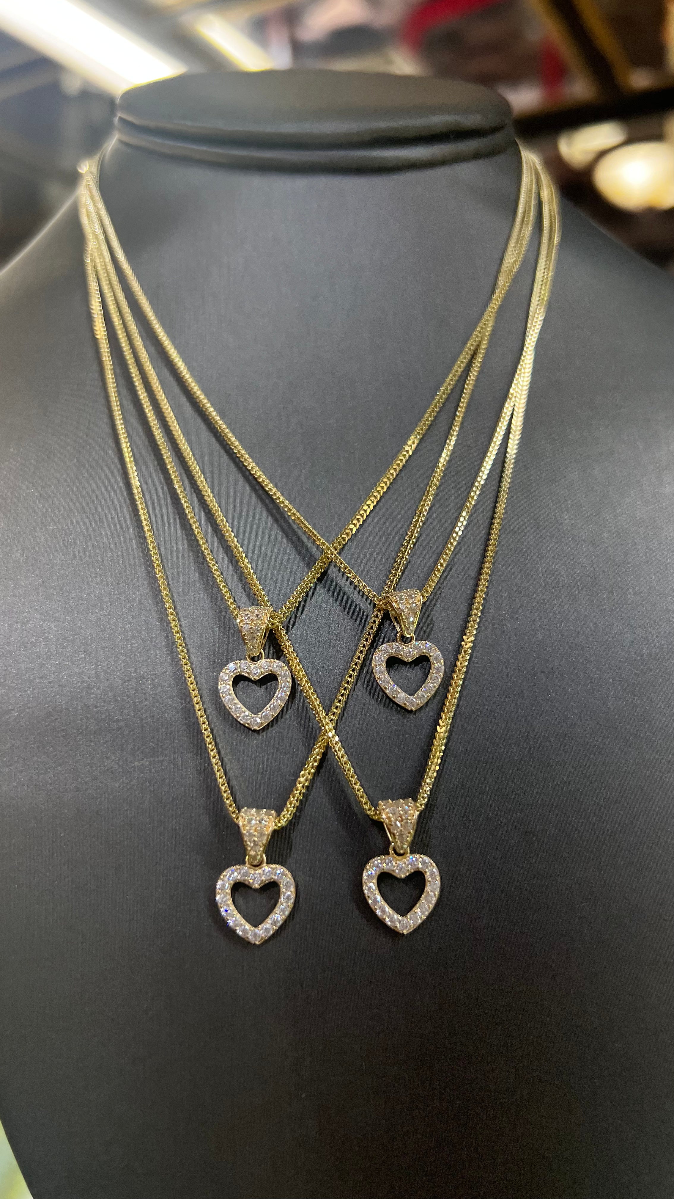 10k Gold set: 1.5mm Franco + Heart