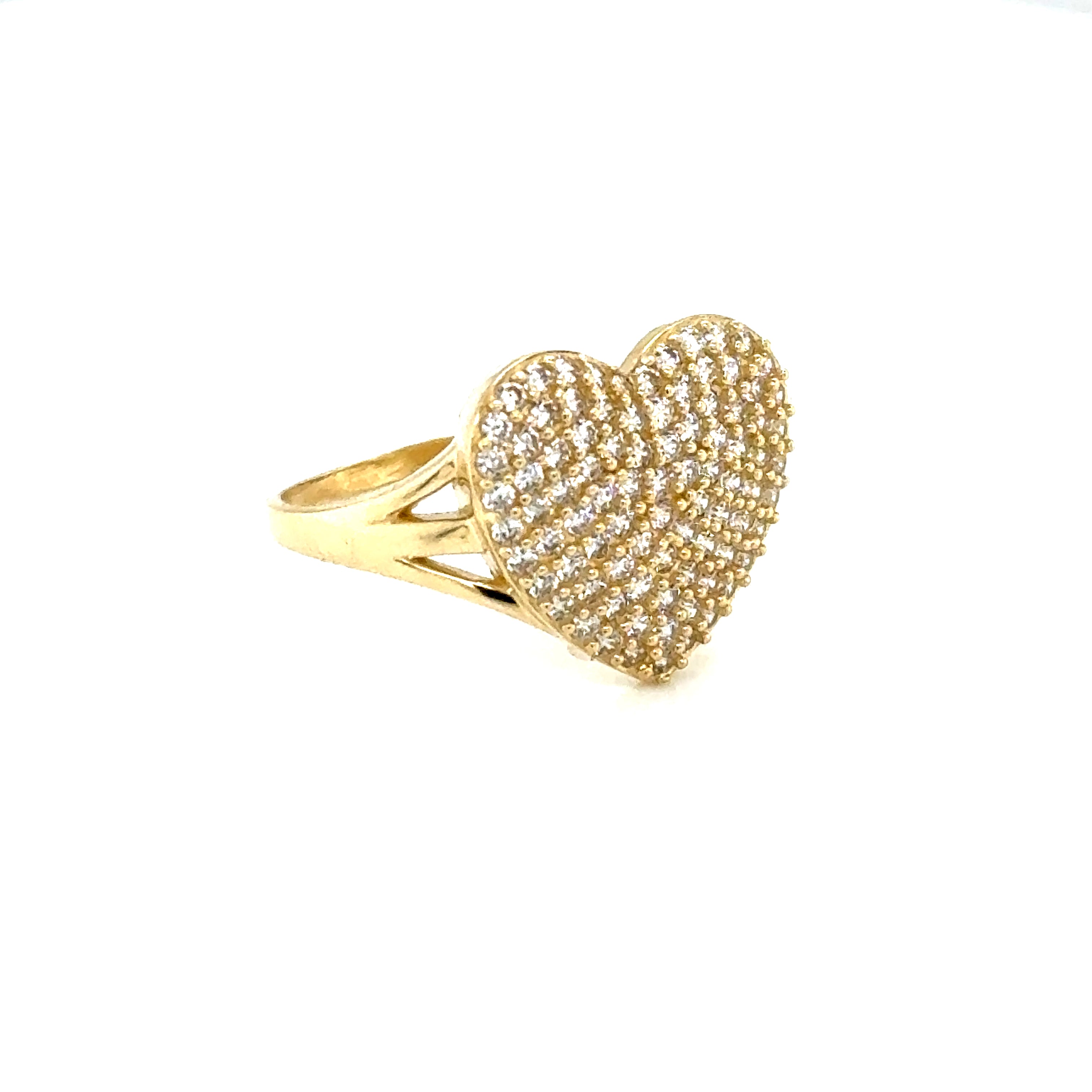 14k Gold - Large CZ Heart Ring