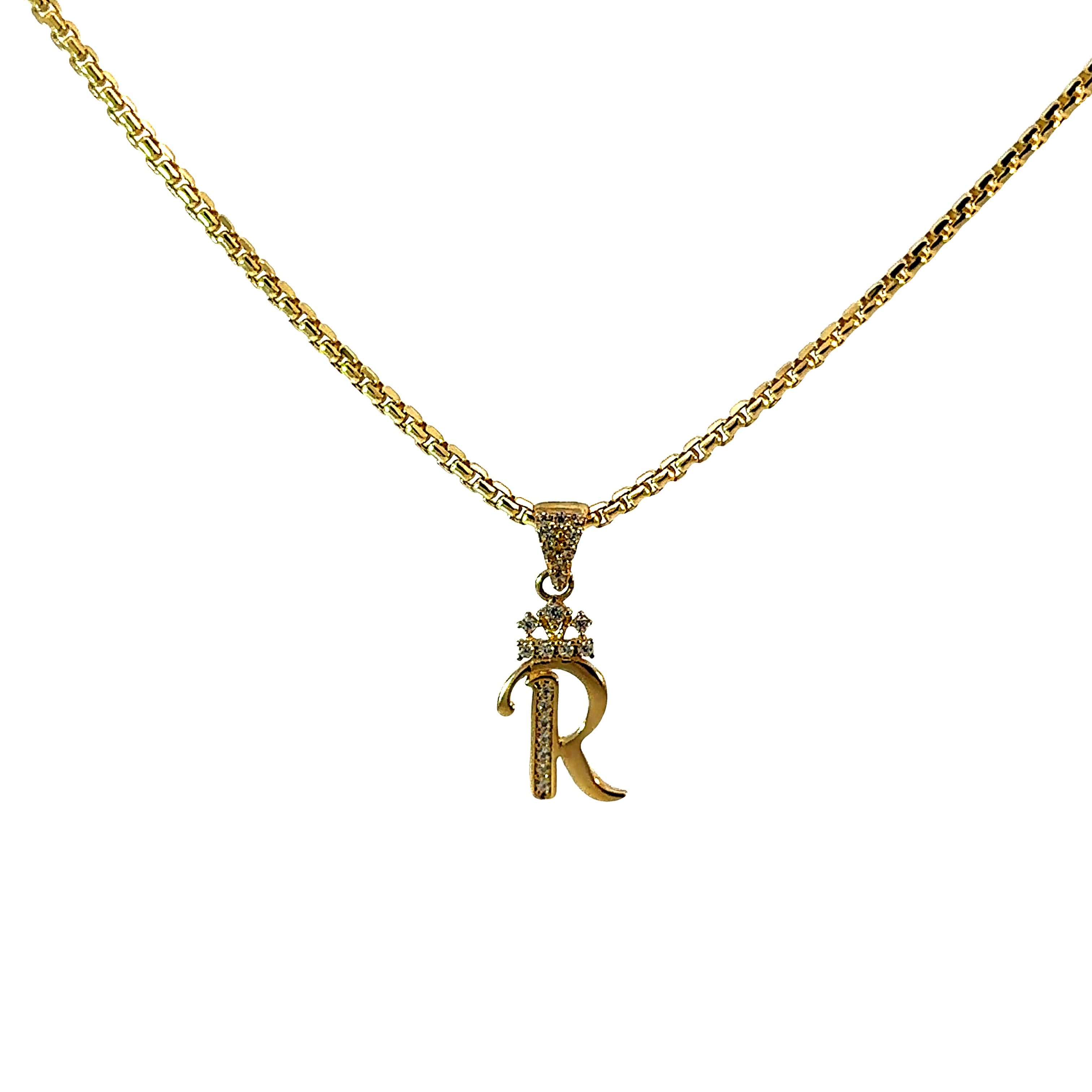 10k Gold Set - 1.8mm Round Box Chain + Initial