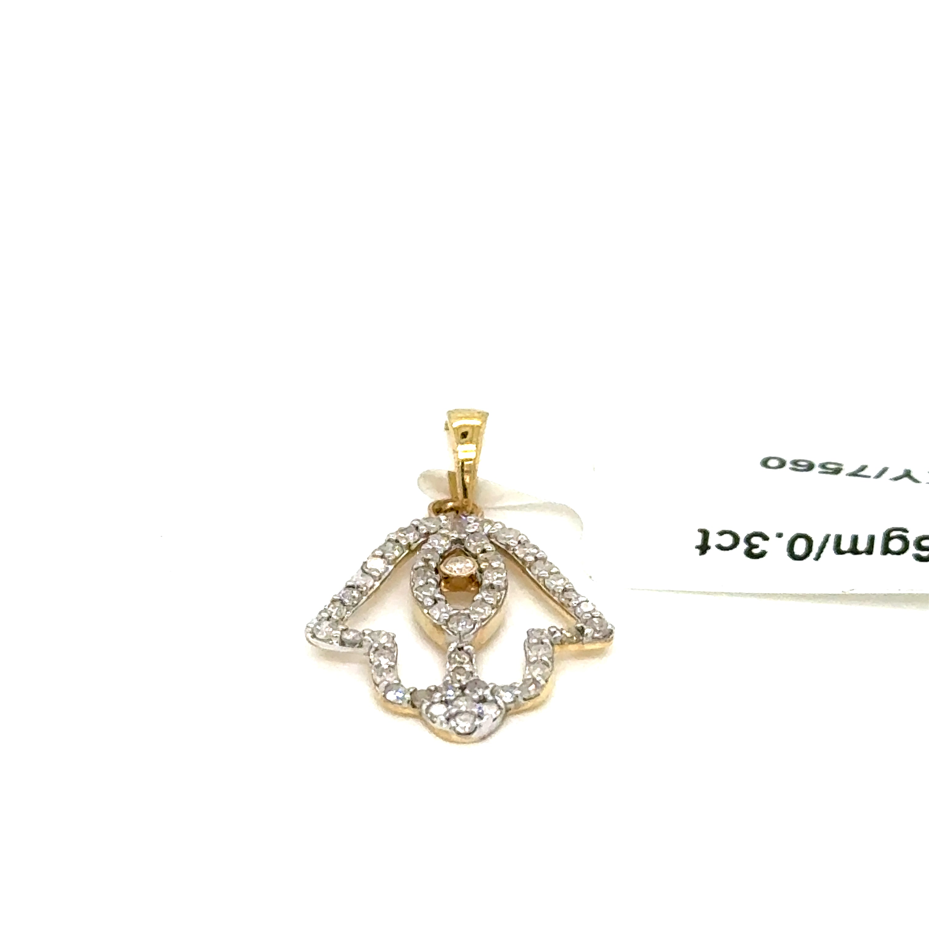 14k Gold - Diamond Hamsa Pendant