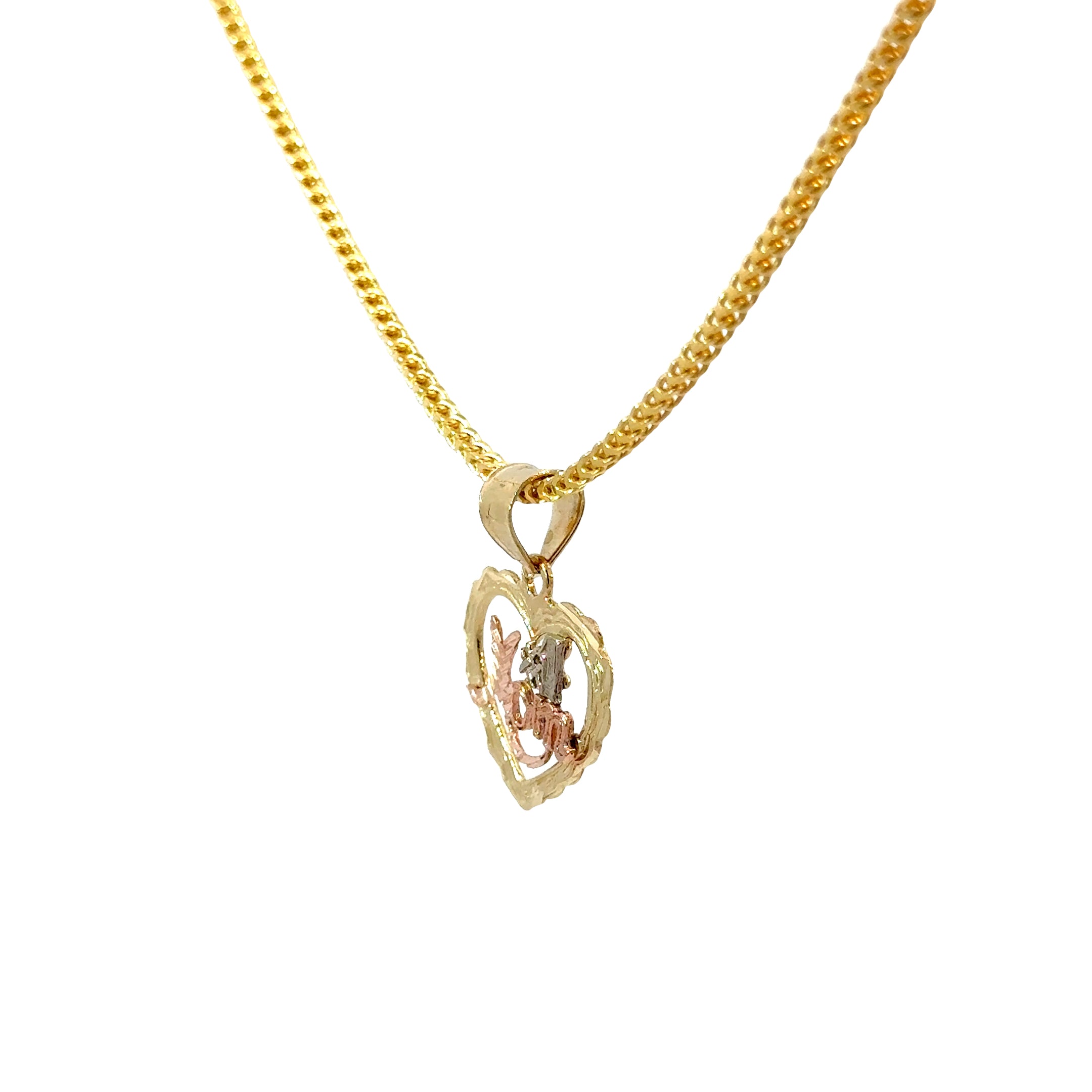 10k Gold Set -  1.8mm Franco Chain + Heart Pendant