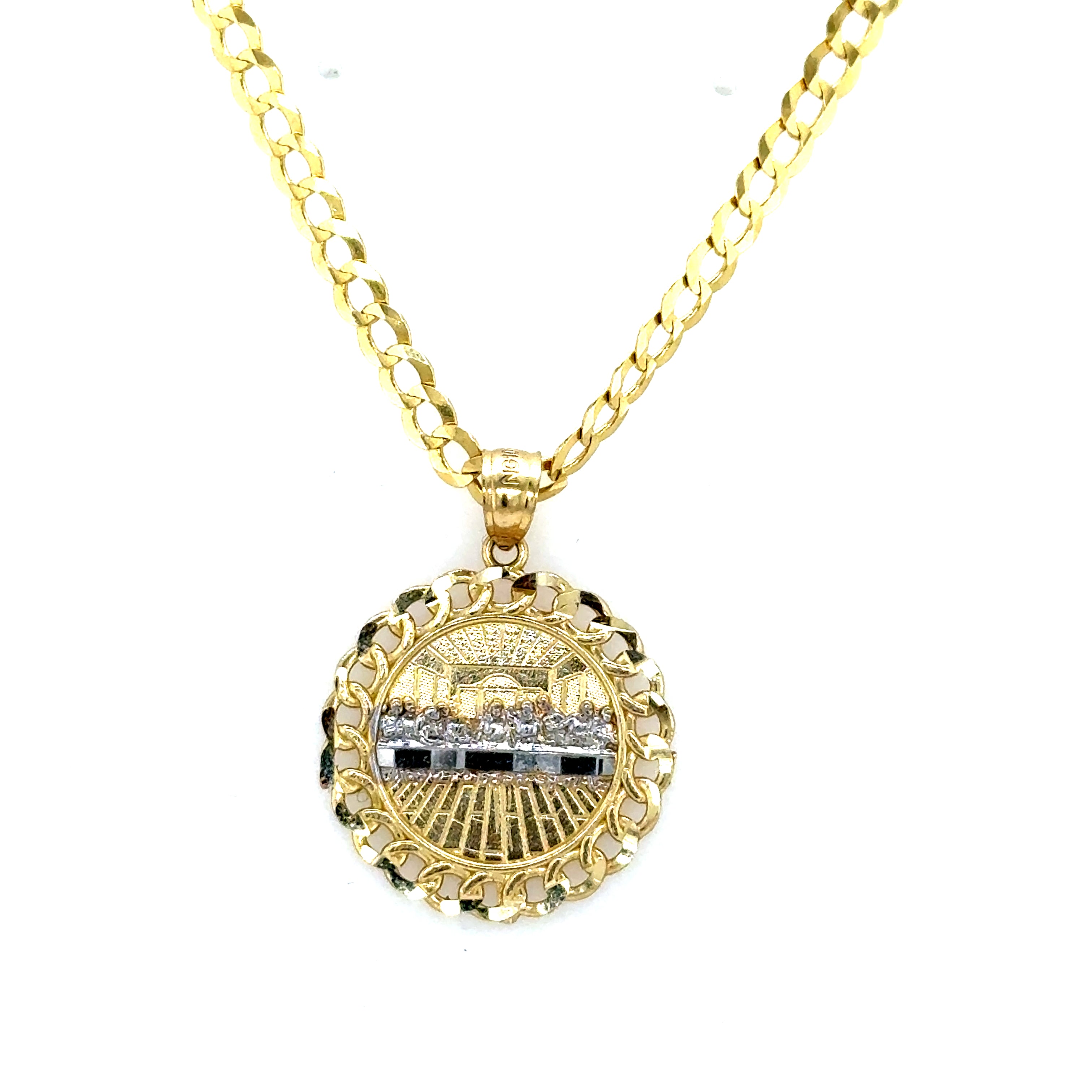 10k Gold Set - 3.5mm Cubana Italiana Solida + Pendant