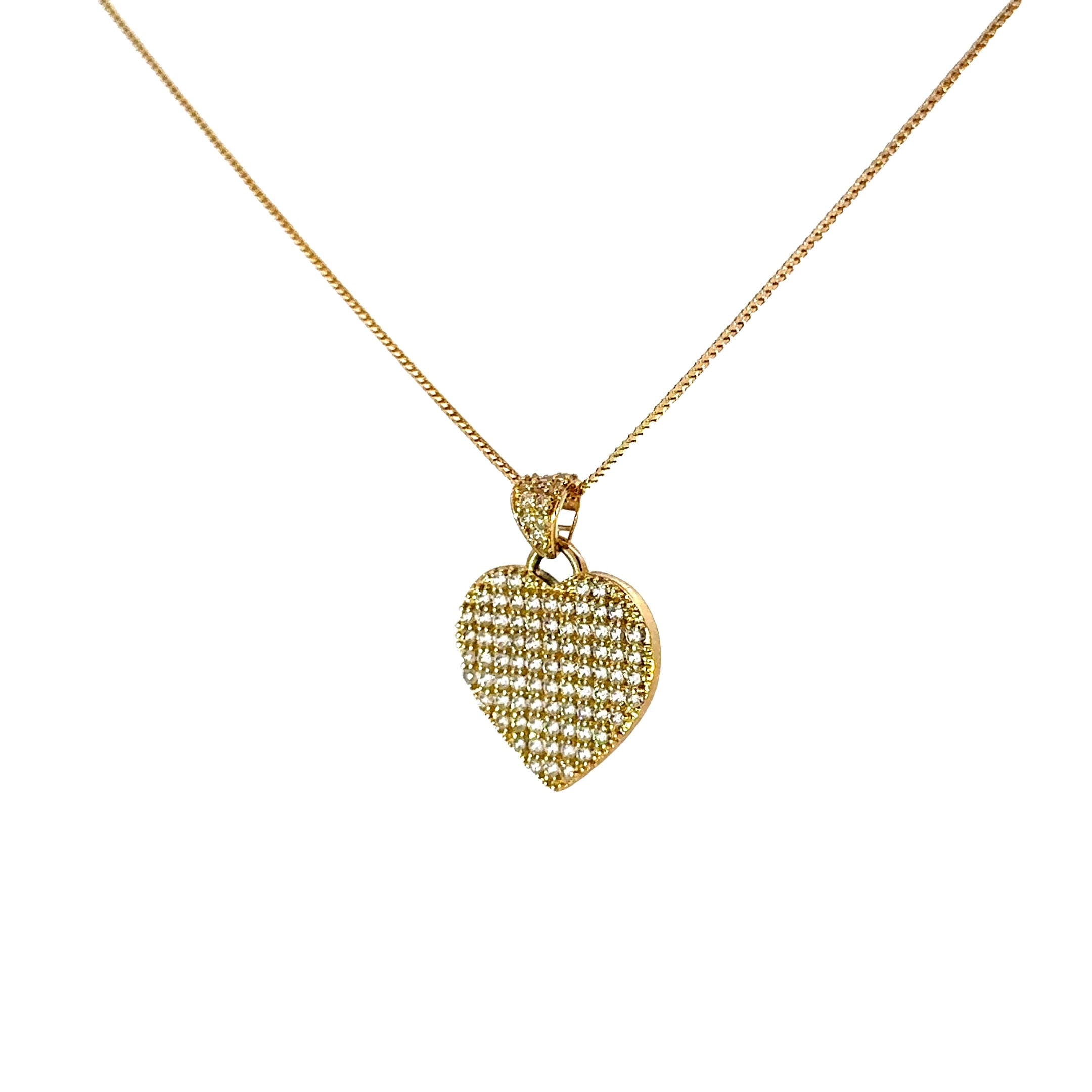 10k Gold Set - 1mm Solid Franco Chain + Heart Pendant