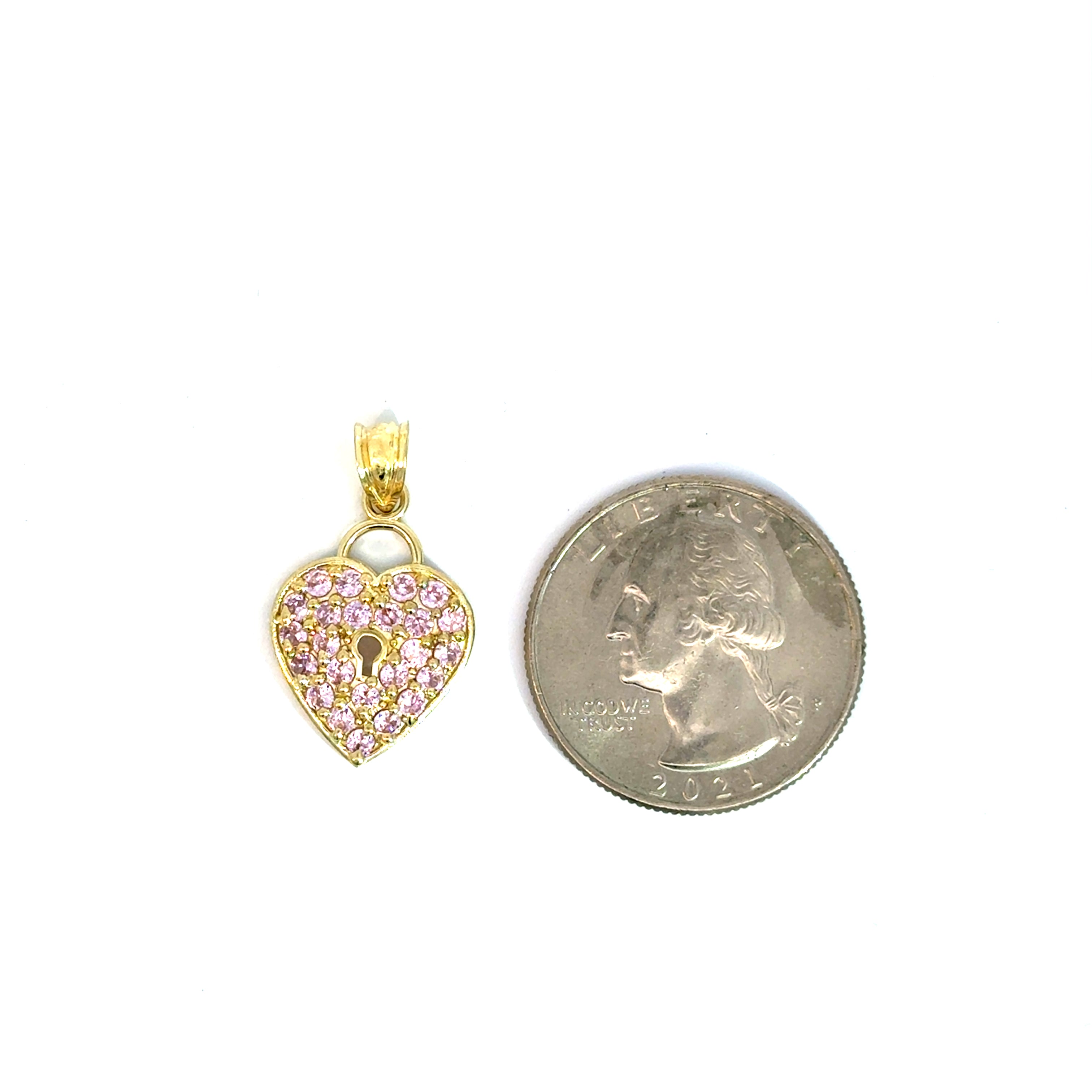 10k Gold - Pink Heart Pendant