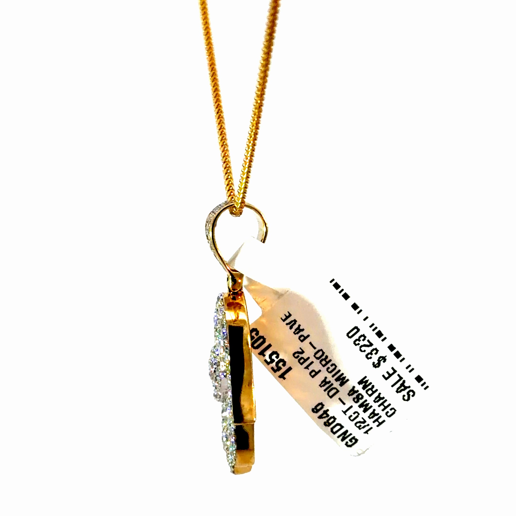 10k Gold & Diamonds - Hamsa Micro Pave Pendant ONLY