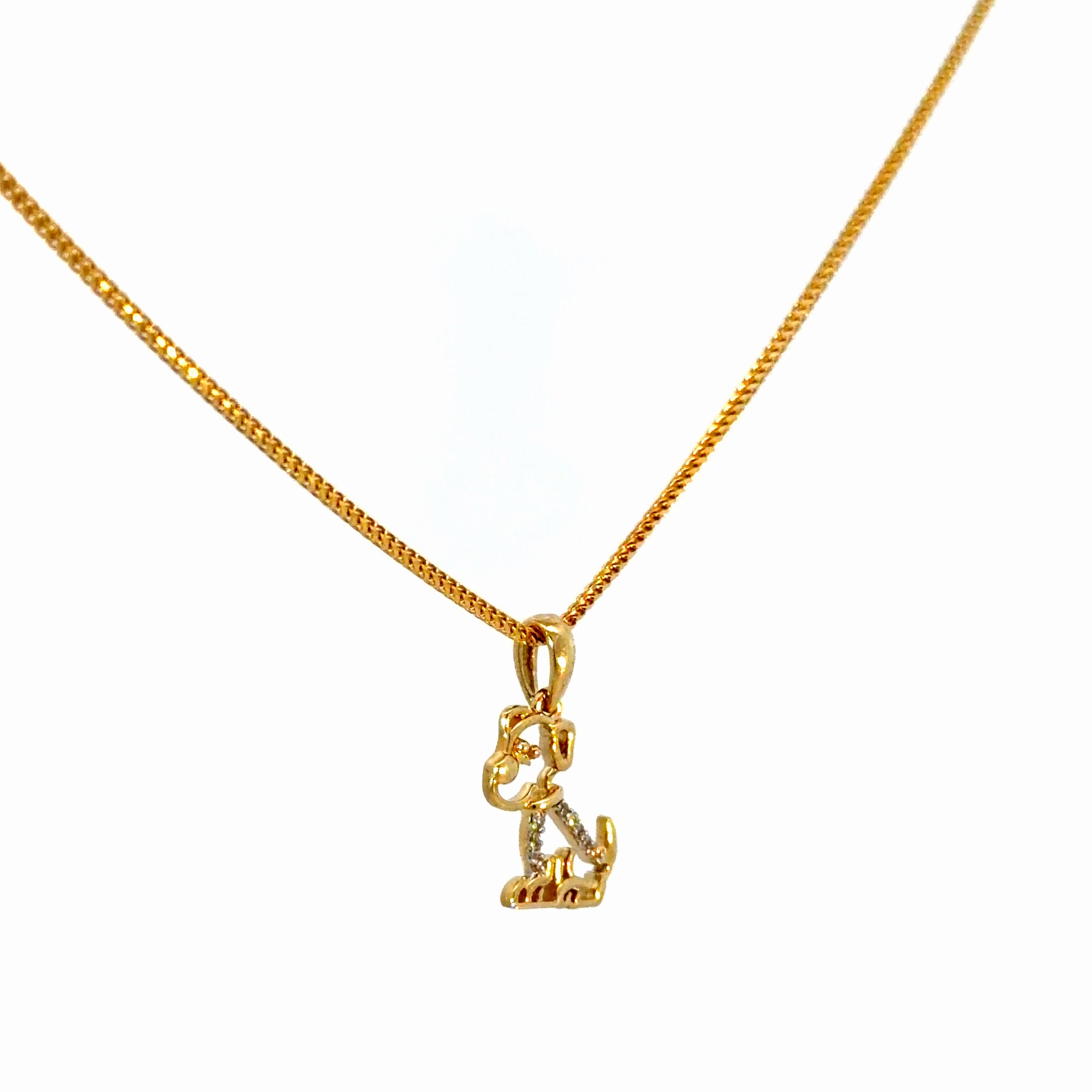 10k Gold & Diamonds Set - 1mm Solid Franco Chain + Pendant