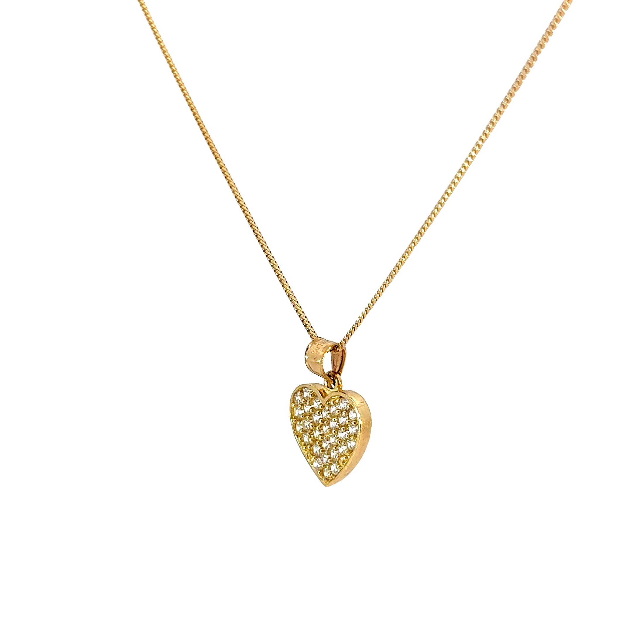 10k Gold Set - 1mm Solid Franco Chain + Heart Pendant