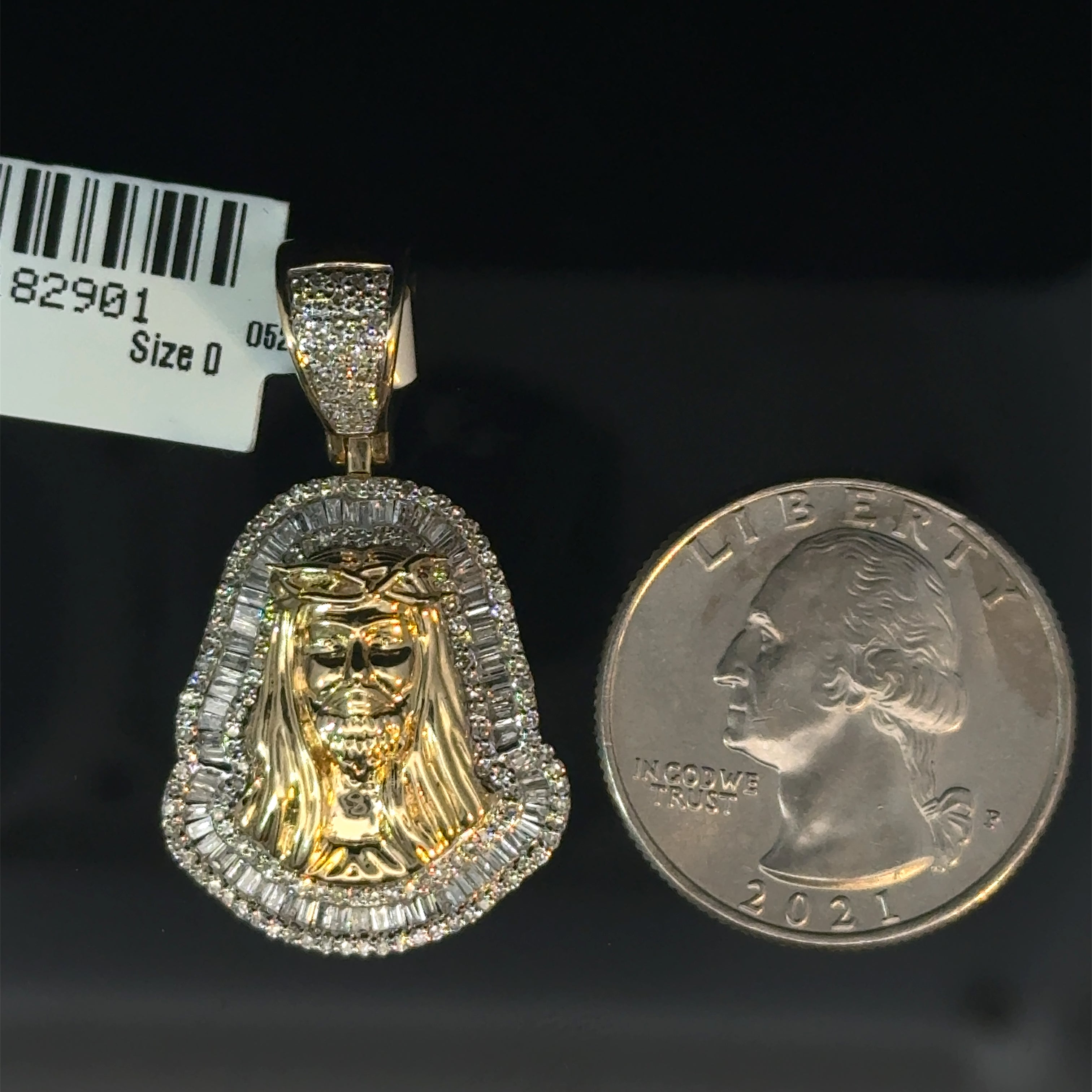 10k Gold & Diamonds - Jesus Face Pendant