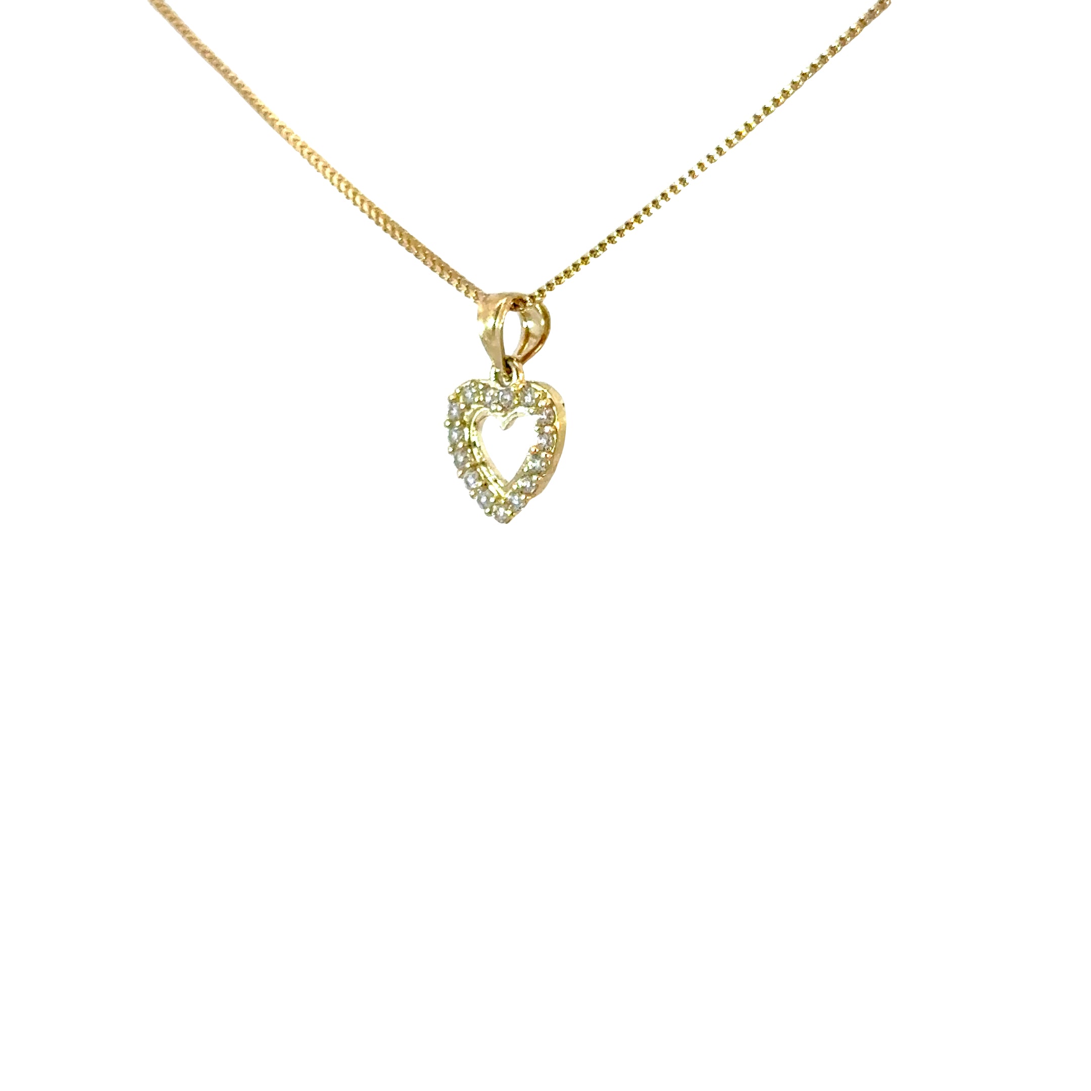 10k Gold Set: 1mm Solid Franco + Heart