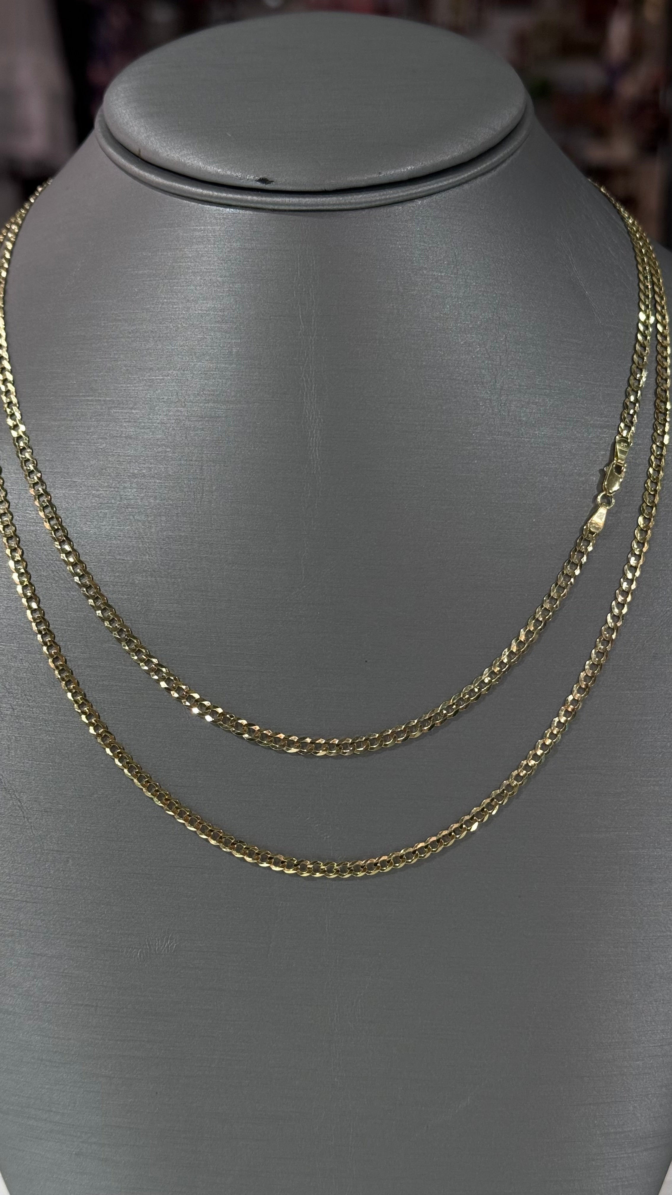 10k Solid Gold - 3mm Flat Cuban Chain