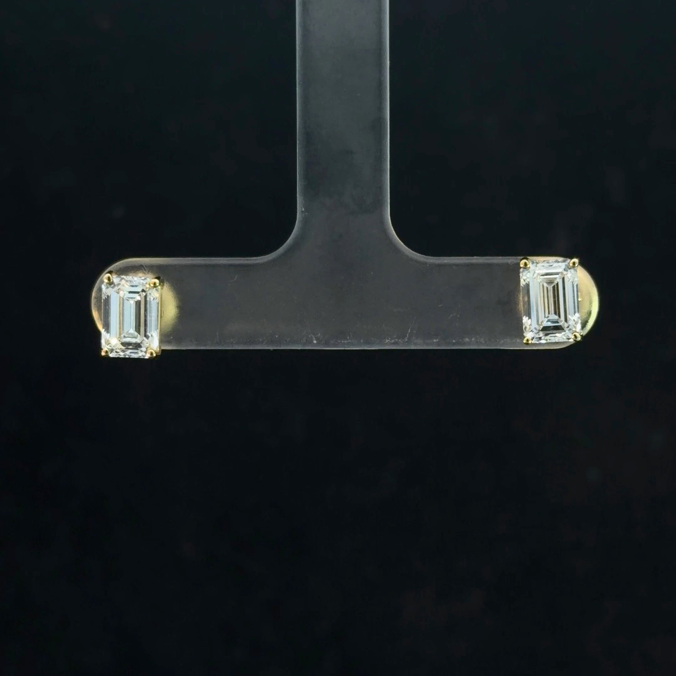 2.18CTW Emerald Cut Lab Diamond Studs - 14k Gold