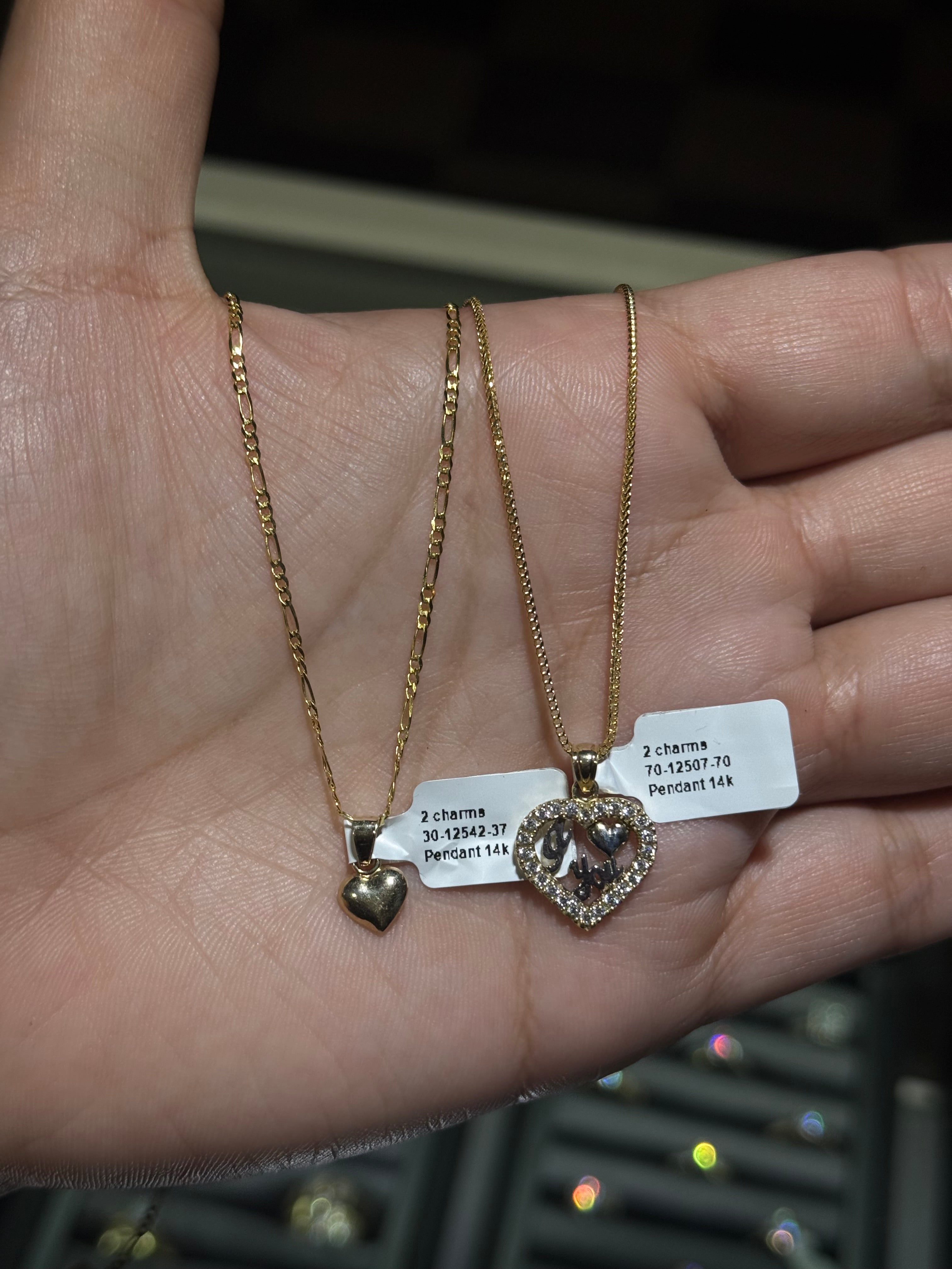 14k Gold Set - 1mm Solid Franco Chain + Pendant