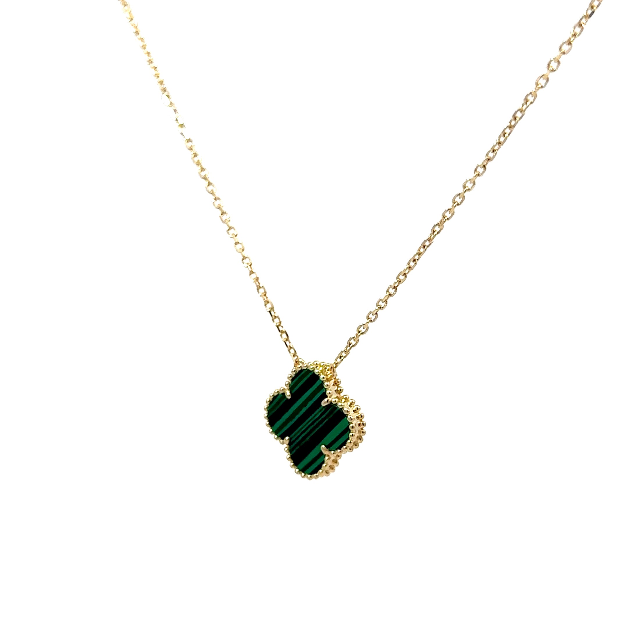 14k Gold - Single Green Clover Necklace