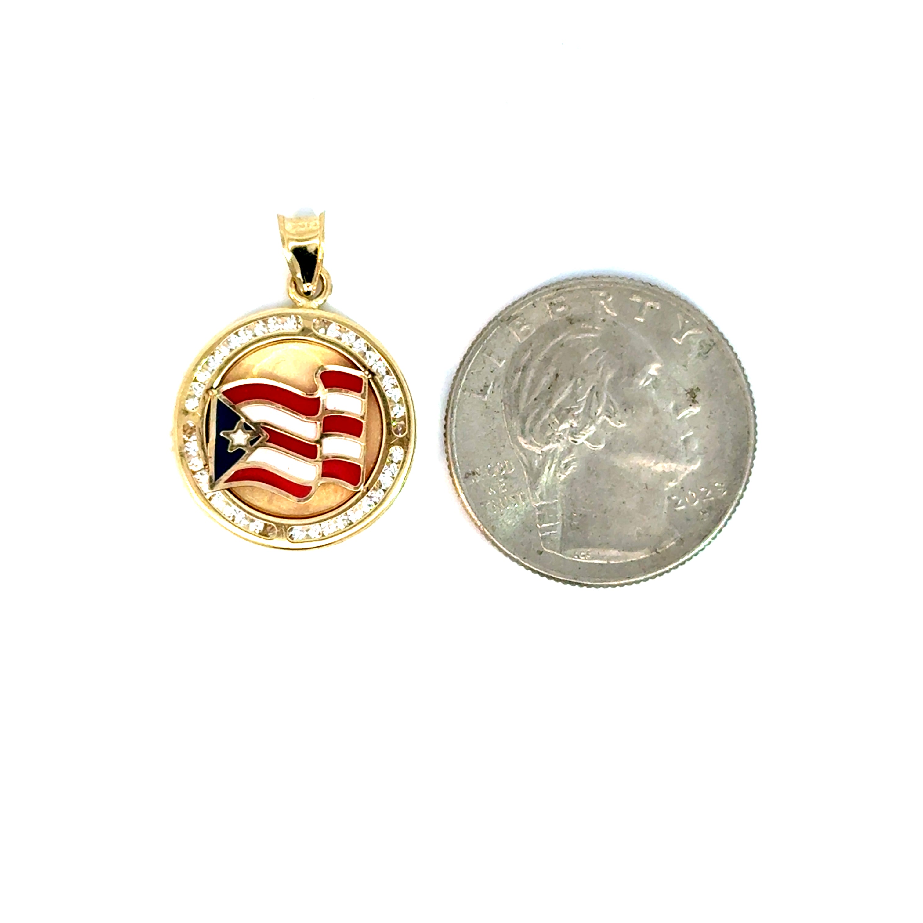 10k Gold - Large Round Puerto Rico Pendant