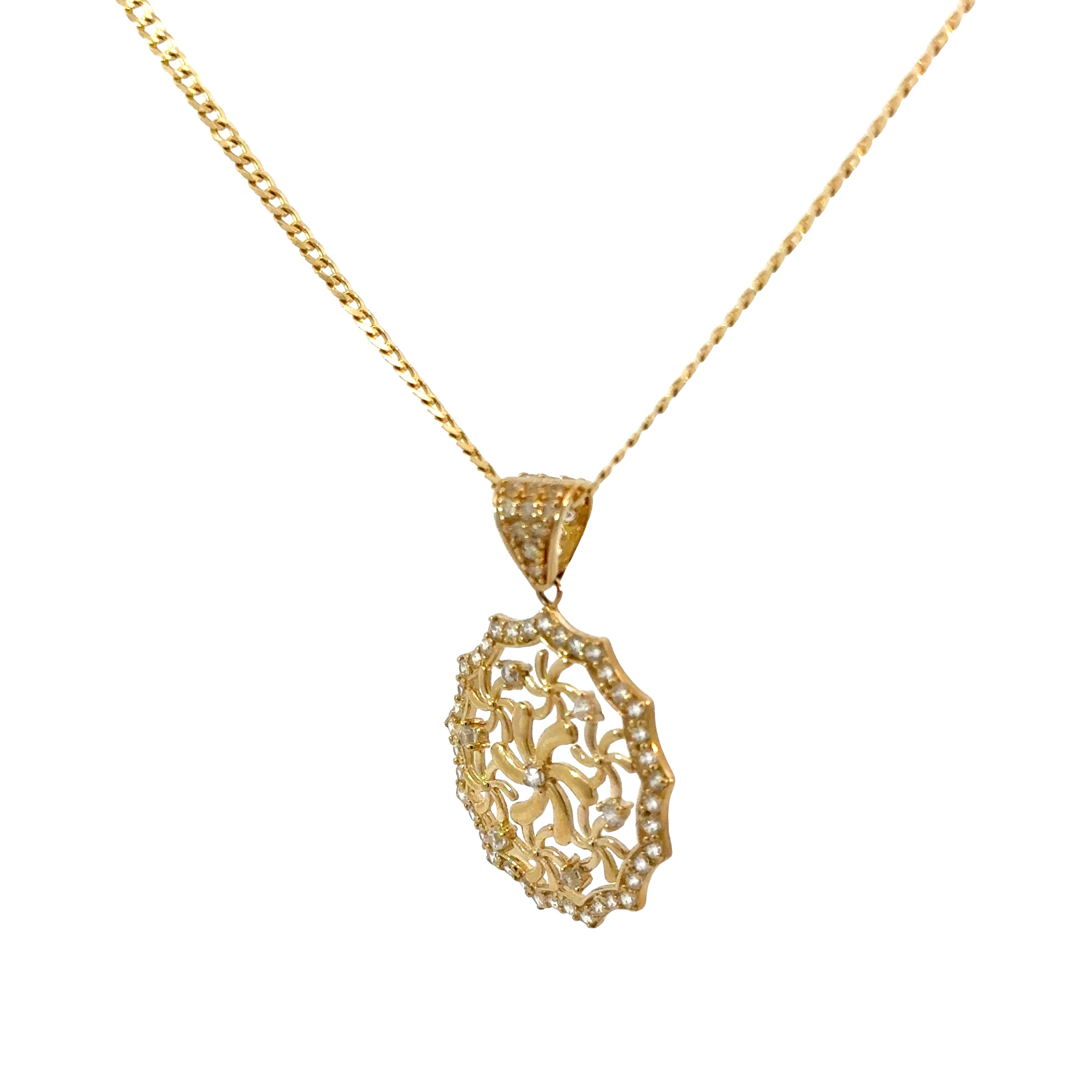 10k Gold Set -  2mm Solid Curb Link Chain + Pendant